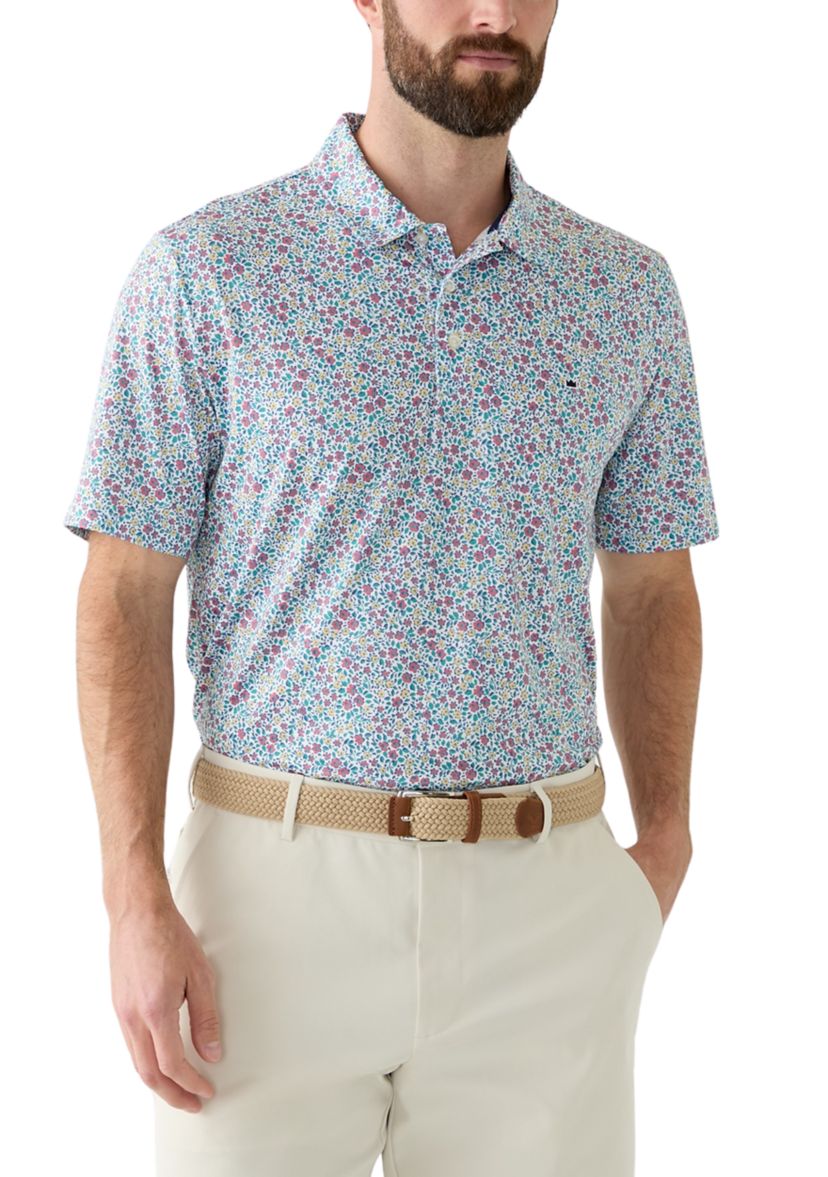 Short Sleeve Floral Printed Polo Shirt 
