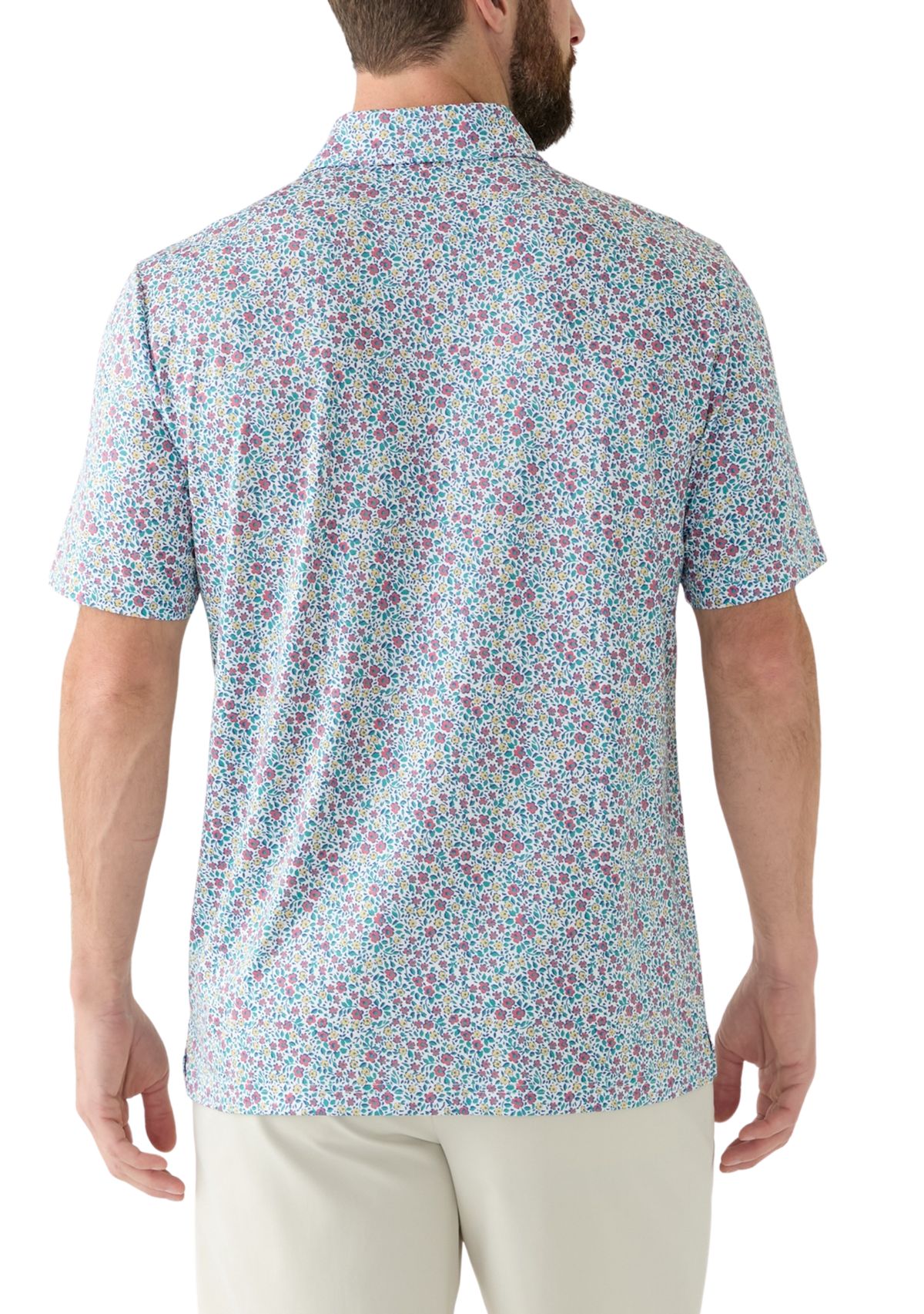 Short Sleeve Floral Printed Polo Shirt 