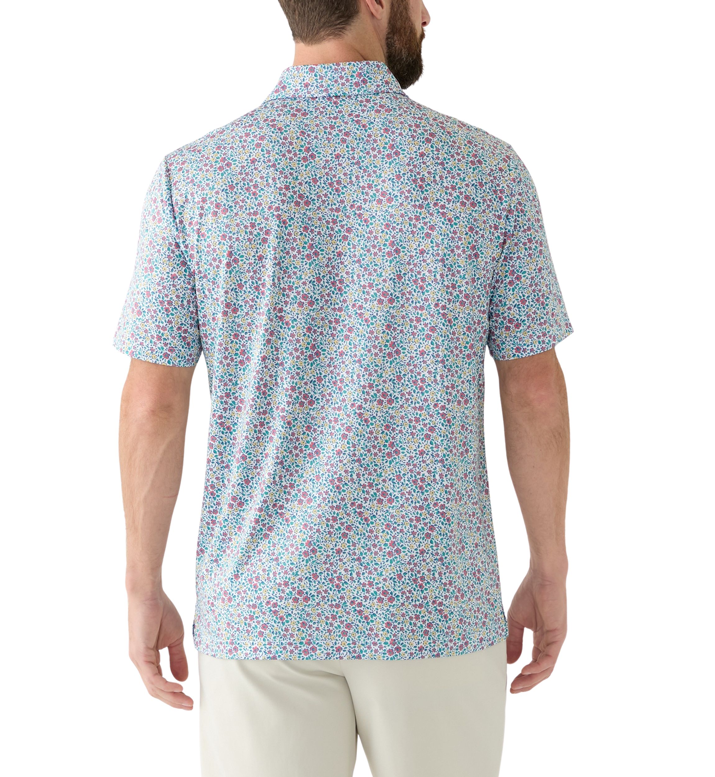 Short Sleeve Floral Printed Polo Shirt 