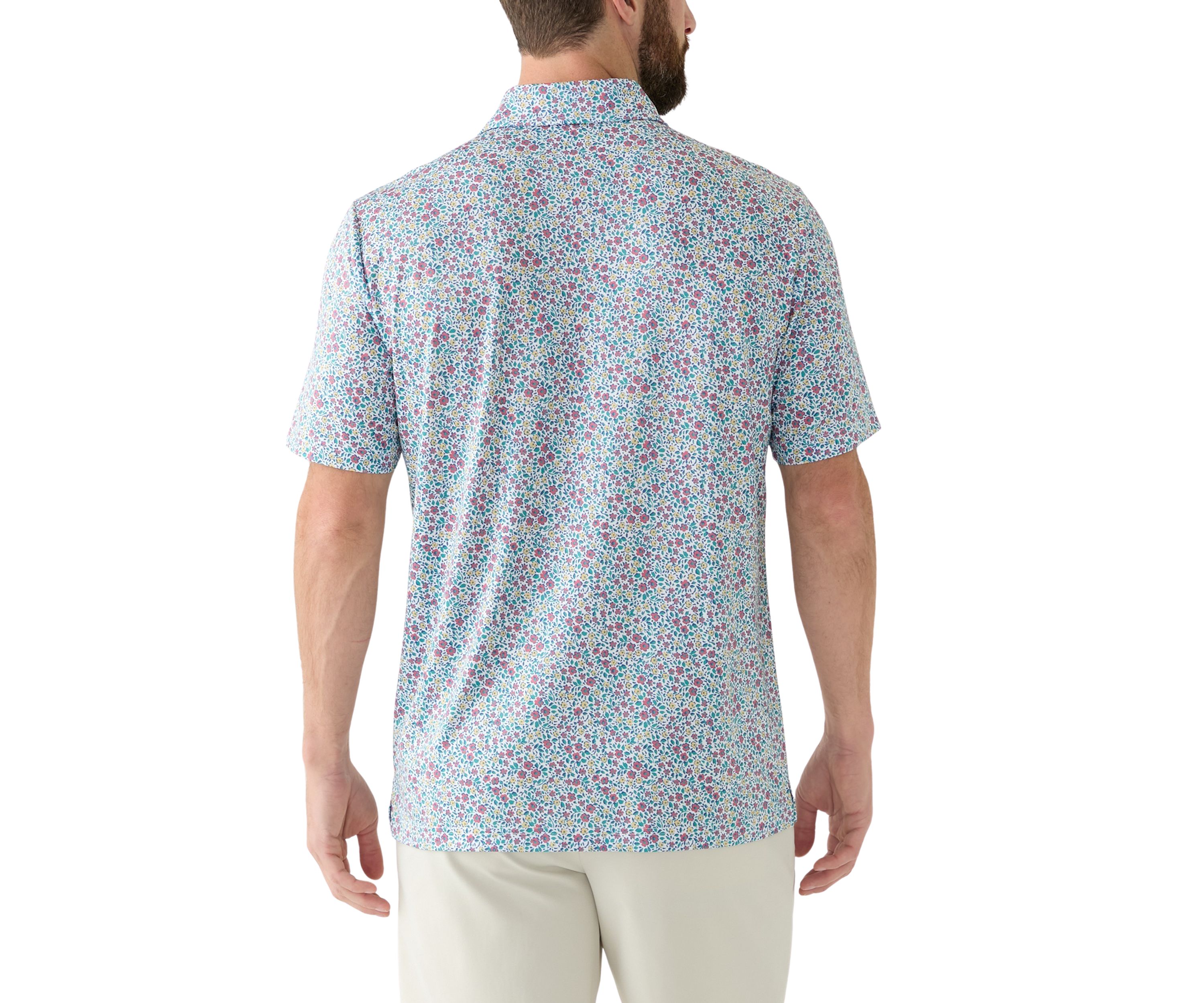 Short Sleeve Floral Printed Polo Shirt 