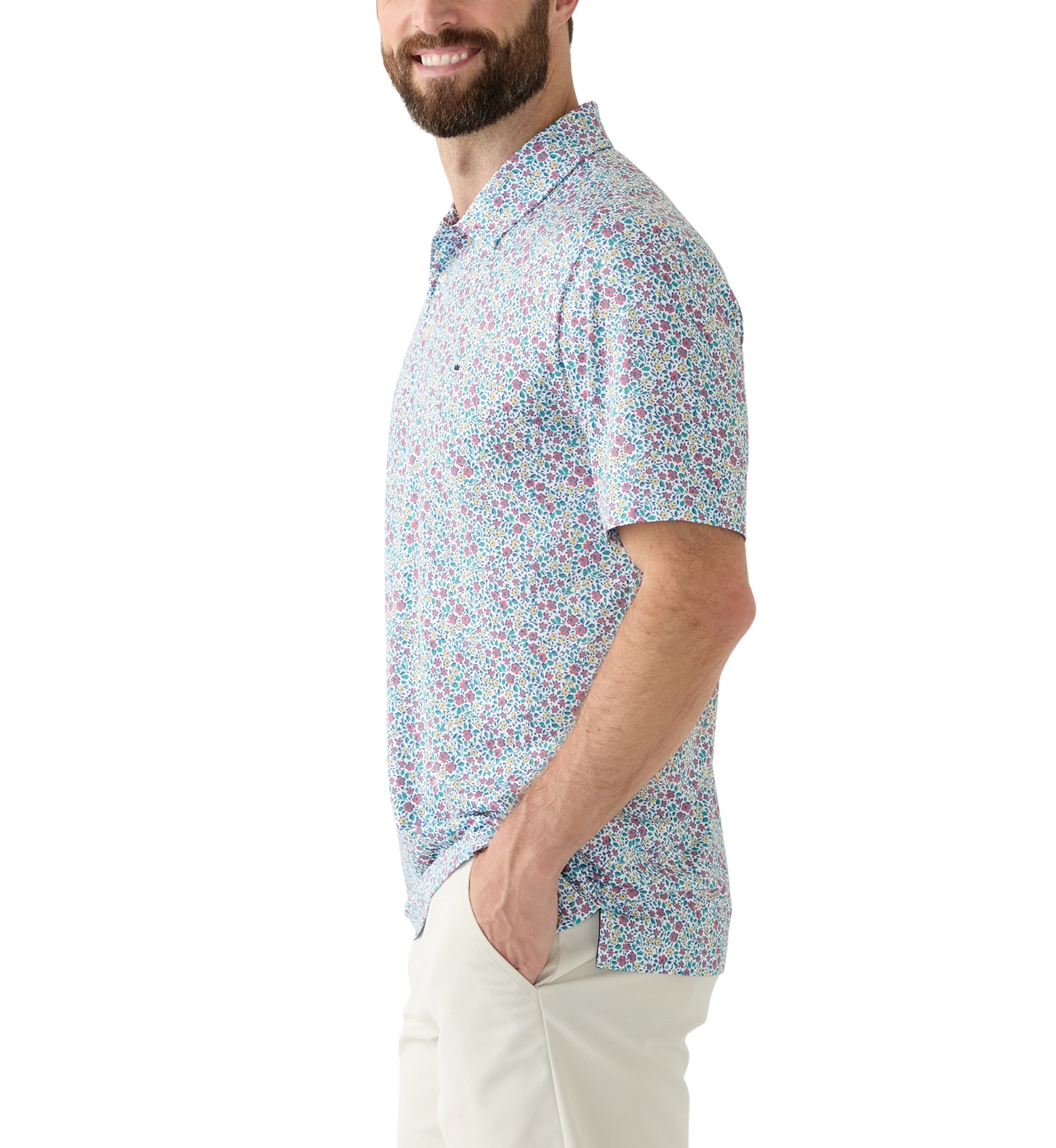 Short Sleeve Floral Printed Polo Shirt 