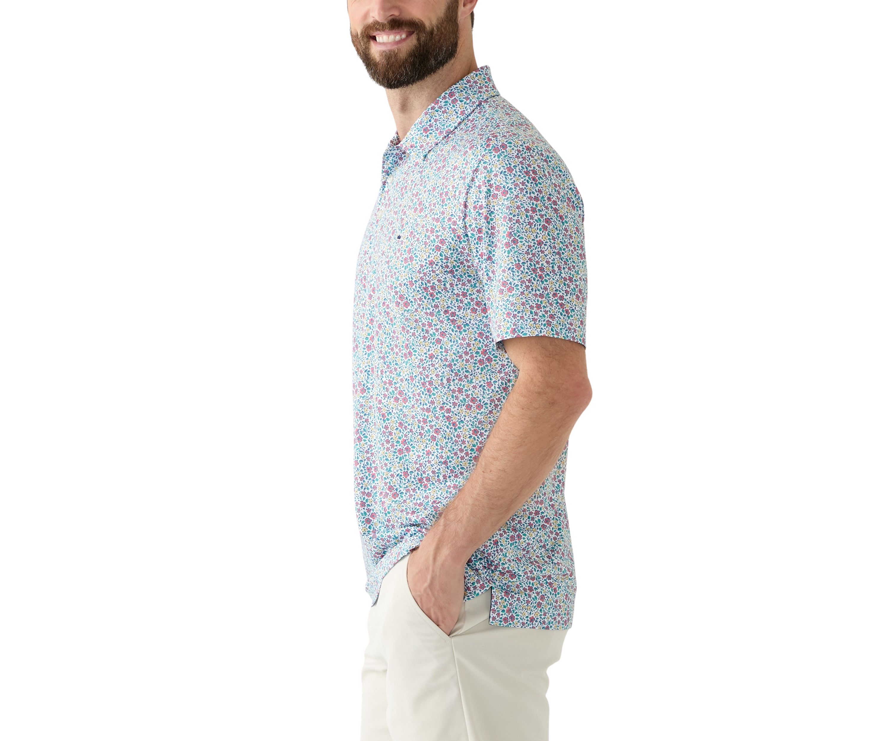Short Sleeve Floral Printed Polo Shirt 