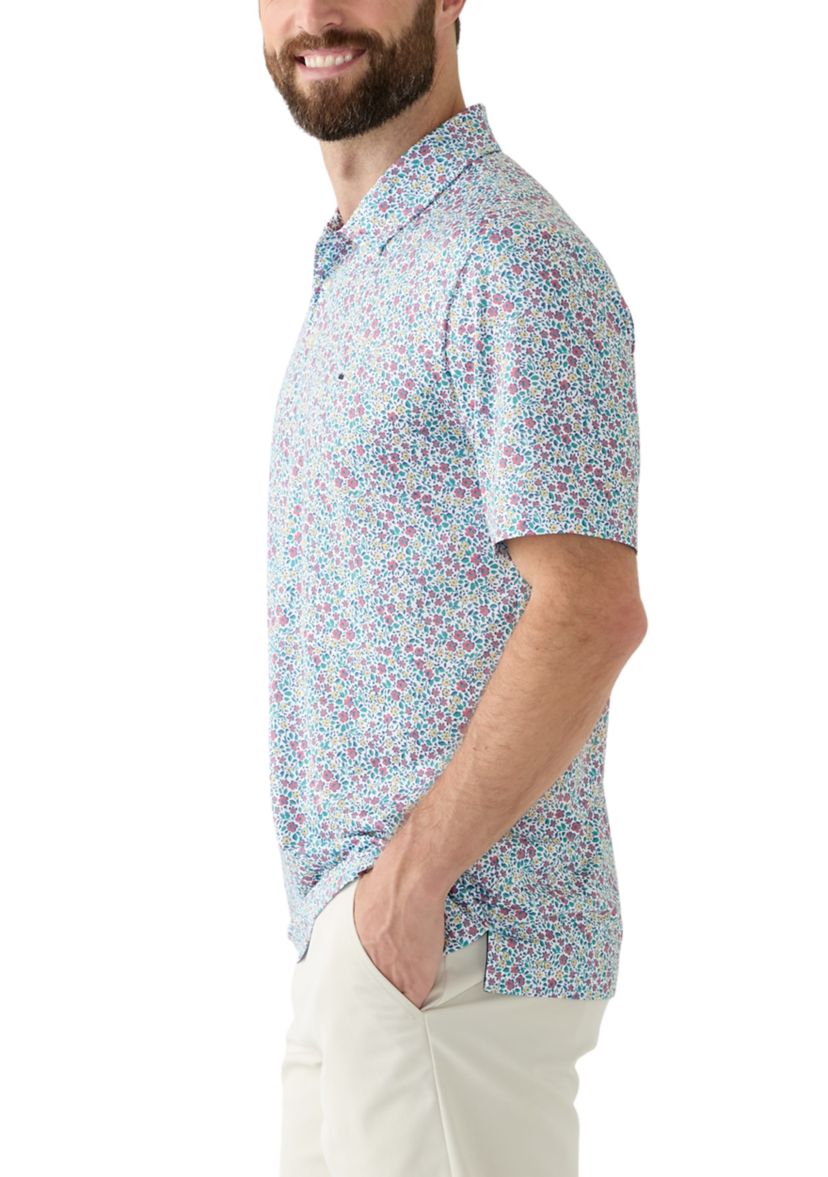 Short Sleeve Floral Printed Polo Shirt 