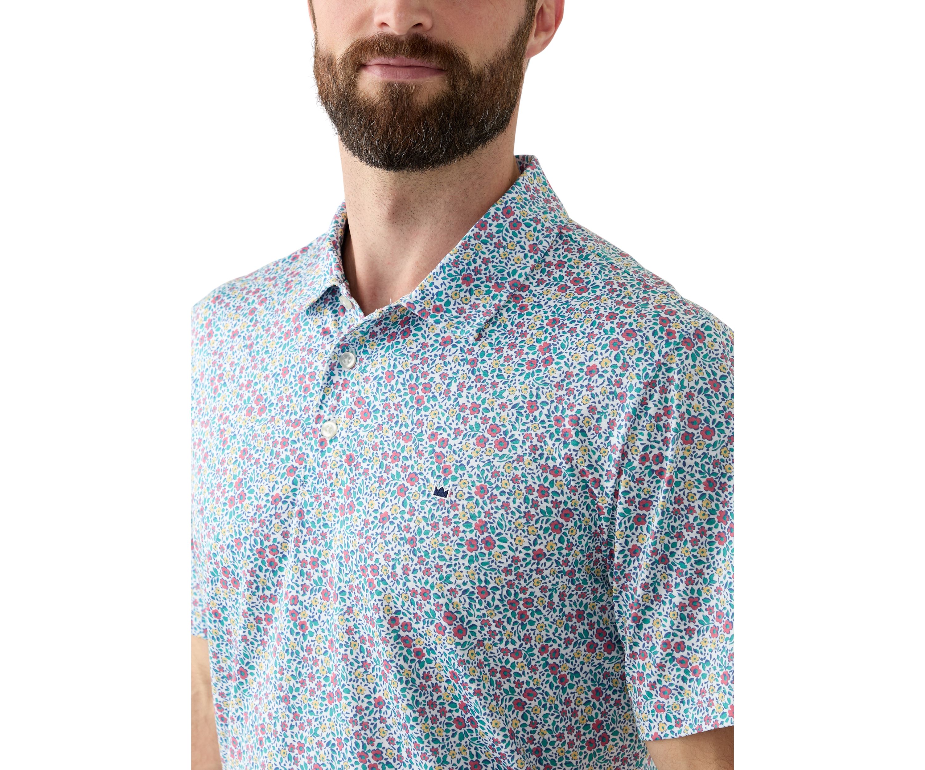 Short Sleeve Floral Printed Polo Shirt 