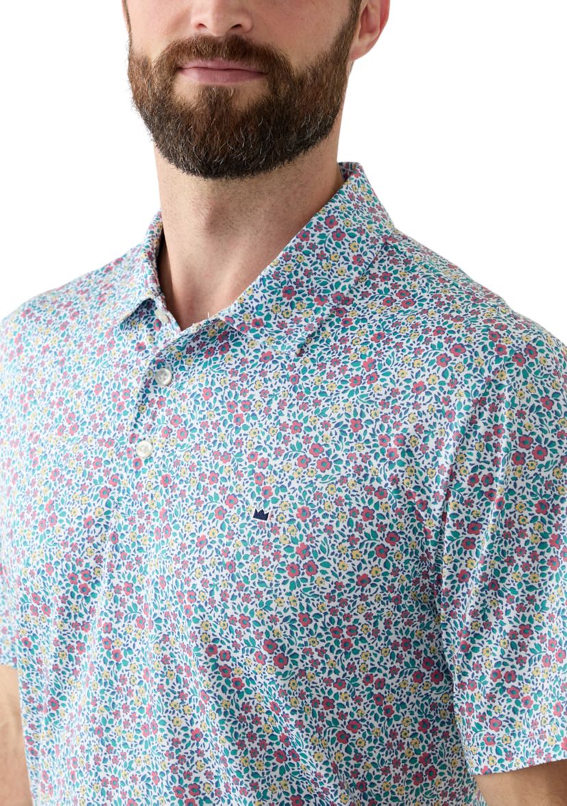 Short Sleeve Floral Printed Polo Shirt 