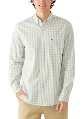 Crown & Ivy Men's Long Sleeve Poplin Gingham Shirt, Green, 2XL