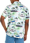 Short Sleeve Tropical Print Polo Shirt 