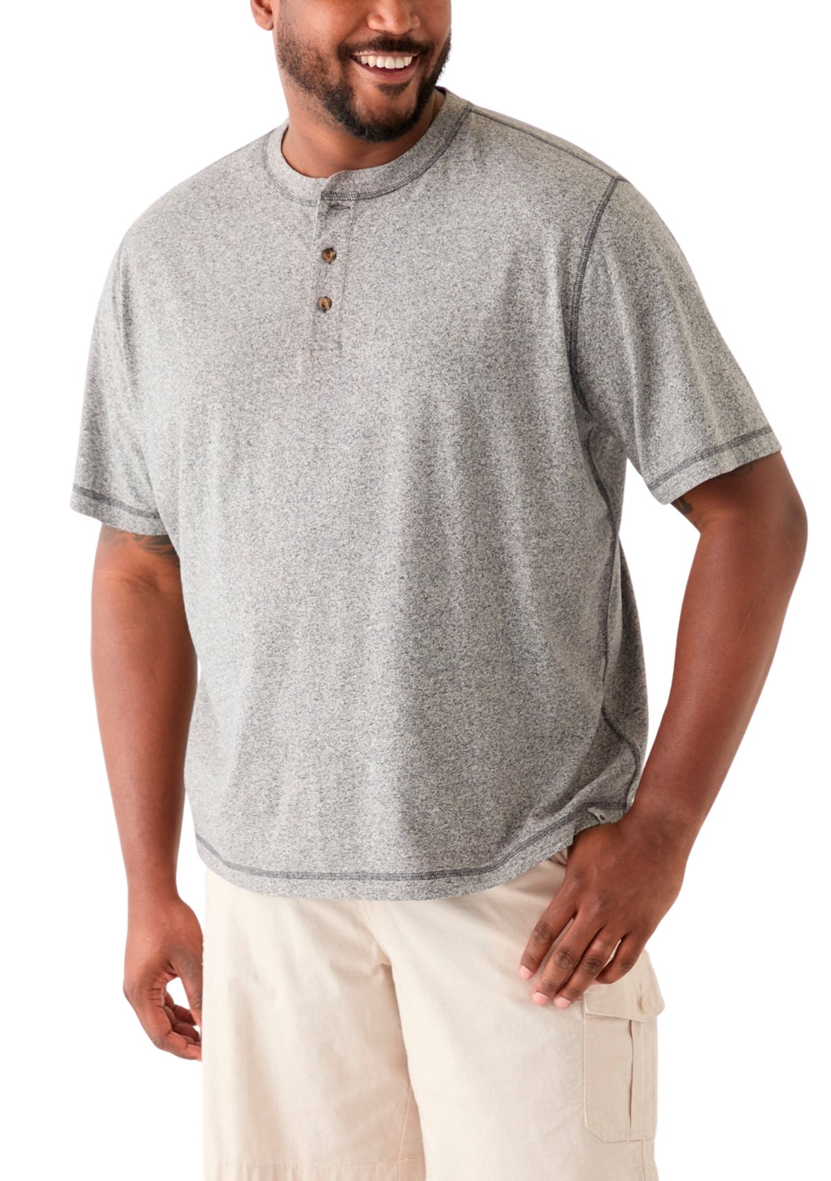 Big & Tall Short Sleeve Jaspe Henley Shirt