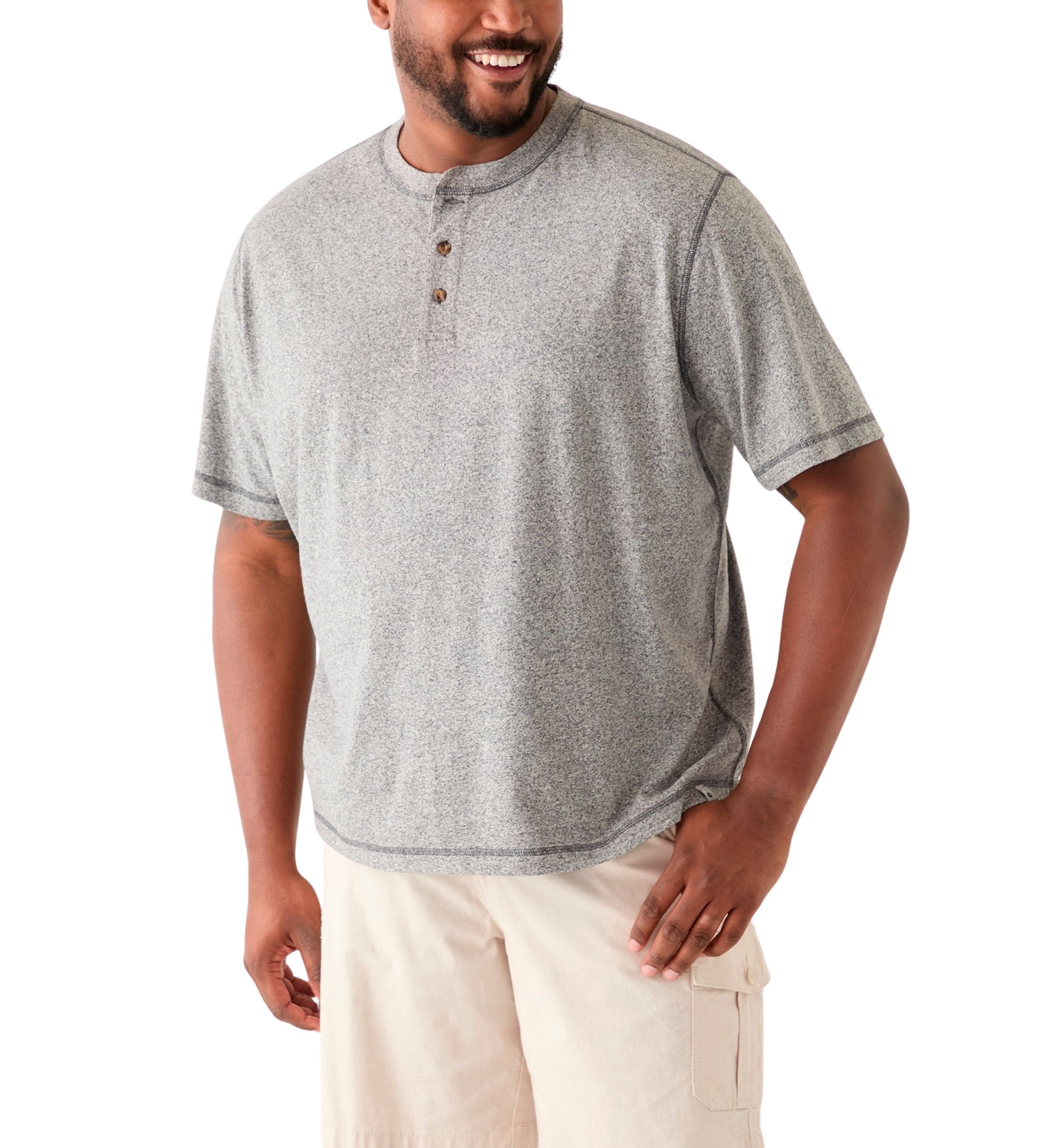 Big & Tall Short Sleeve Jaspe Henley Shirt