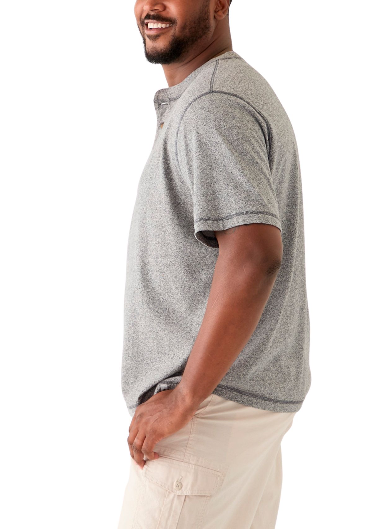 Big & Tall Short Sleeve Jaspe Henley Shirt