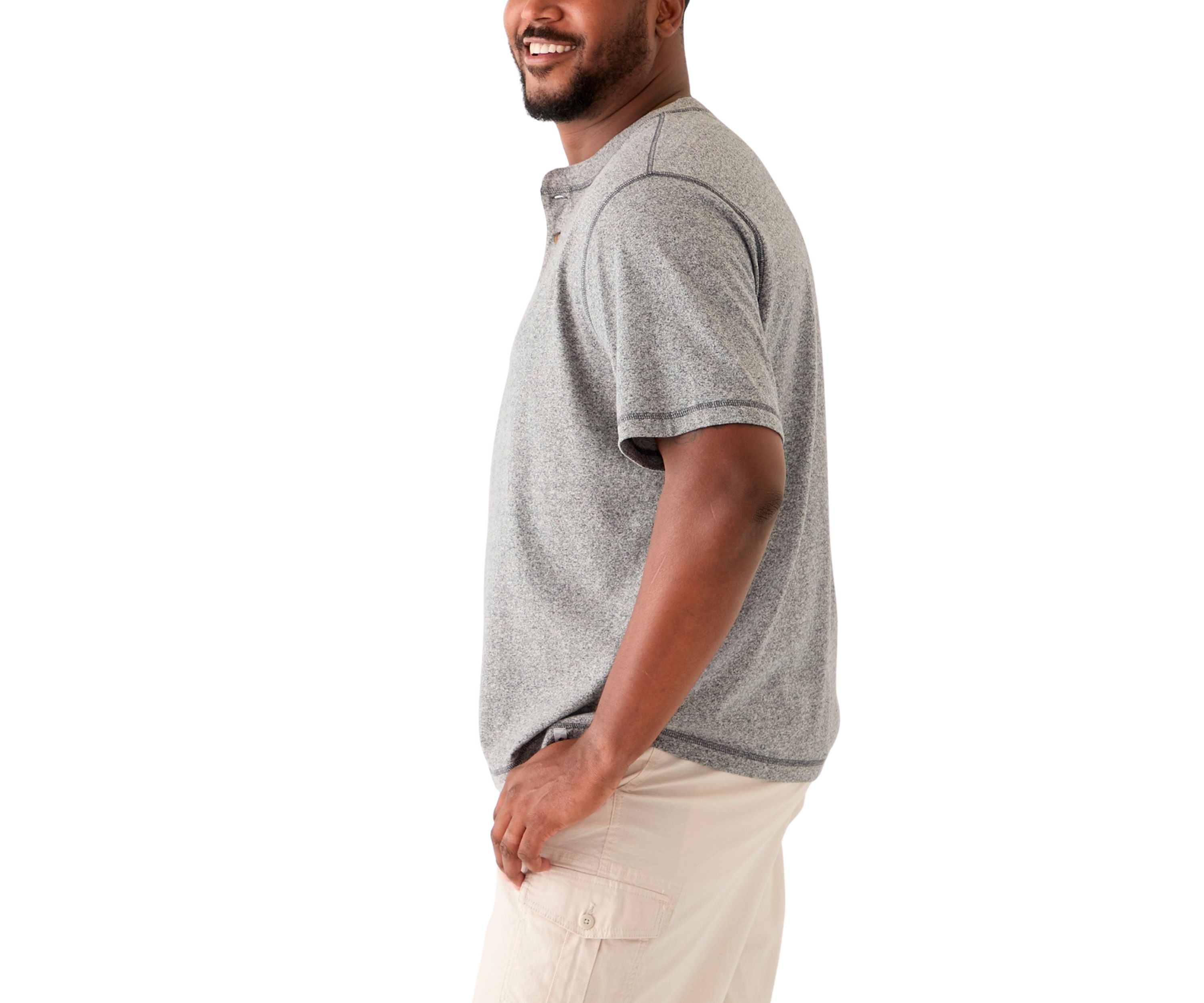 Big & Tall Short Sleeve Jaspe Henley Shirt