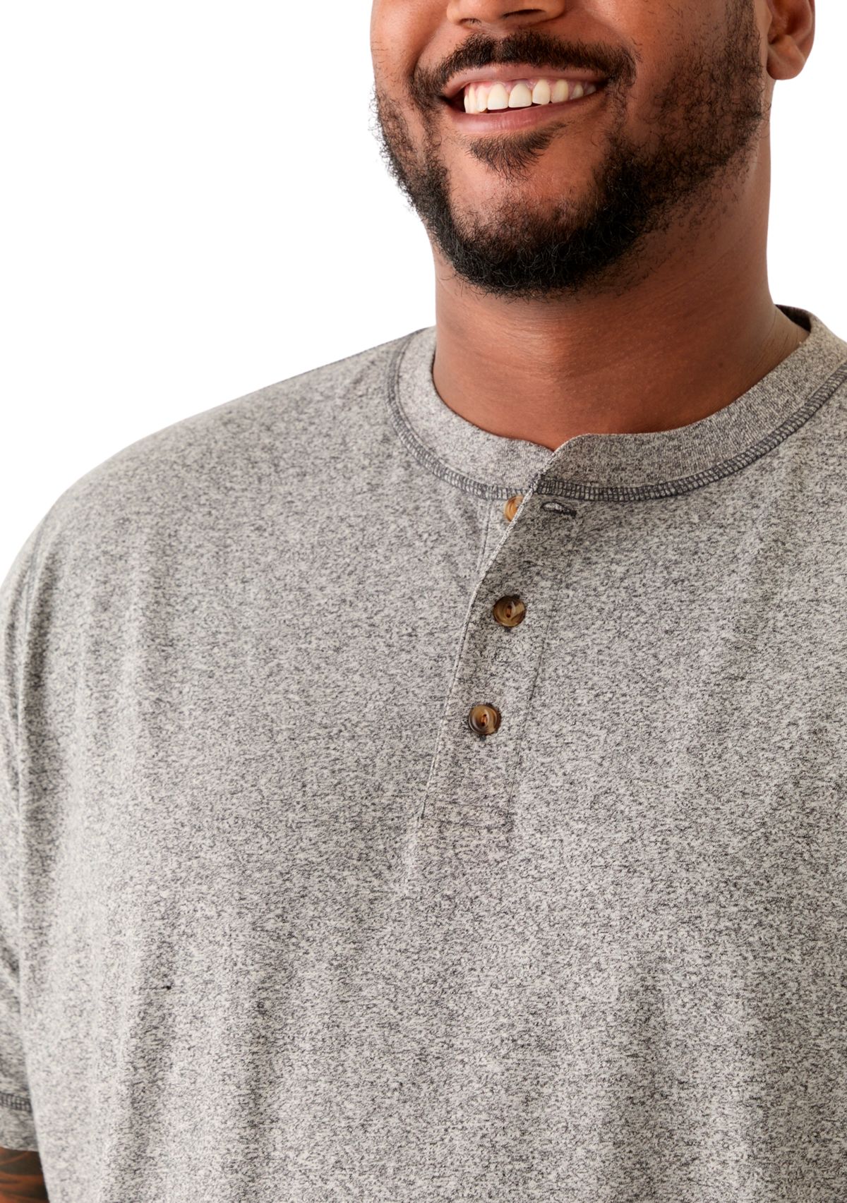 Big & Tall Short Sleeve Jaspe Henley Shirt