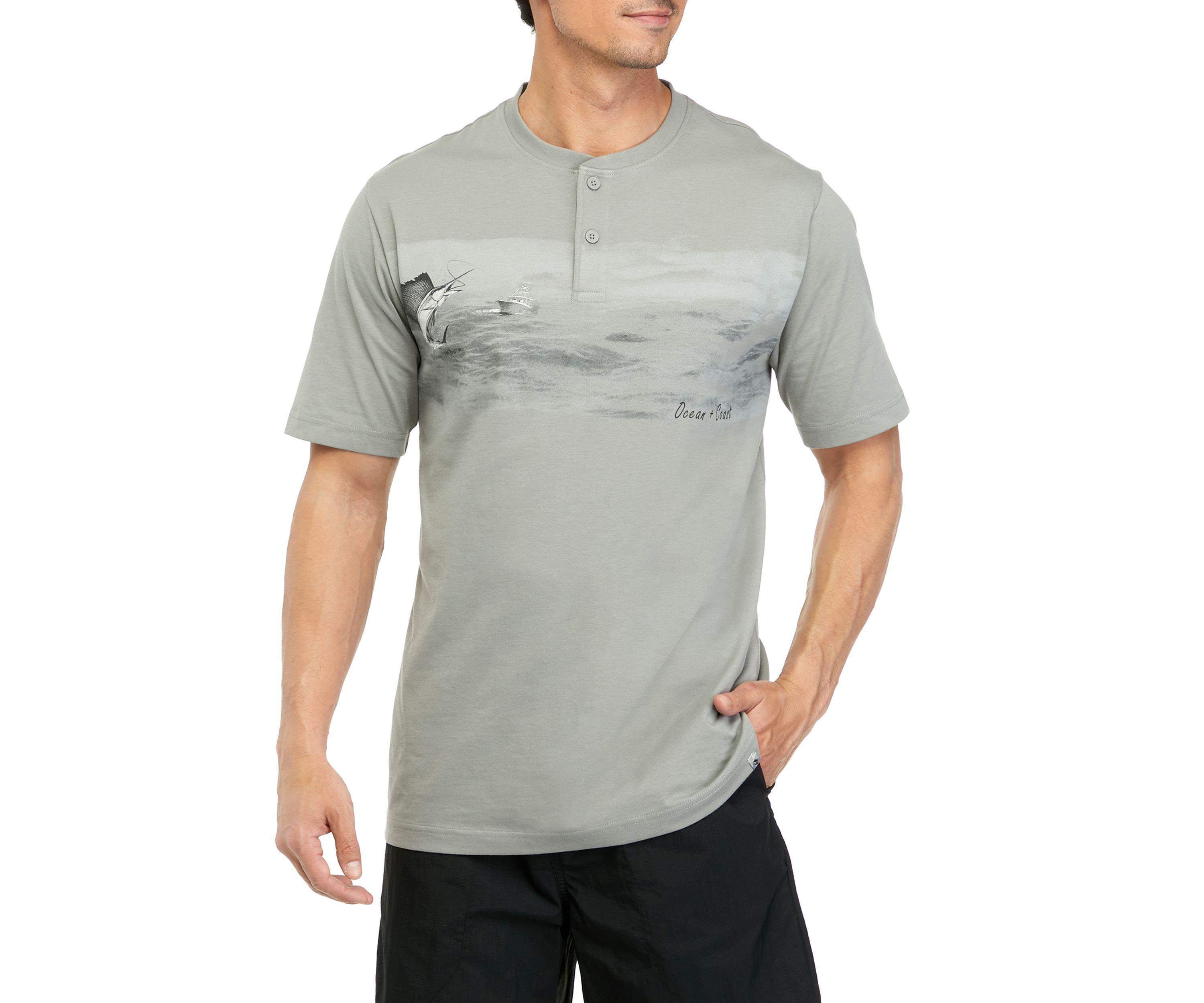 Short Sleeve Henley  Graphic T-Shirt 