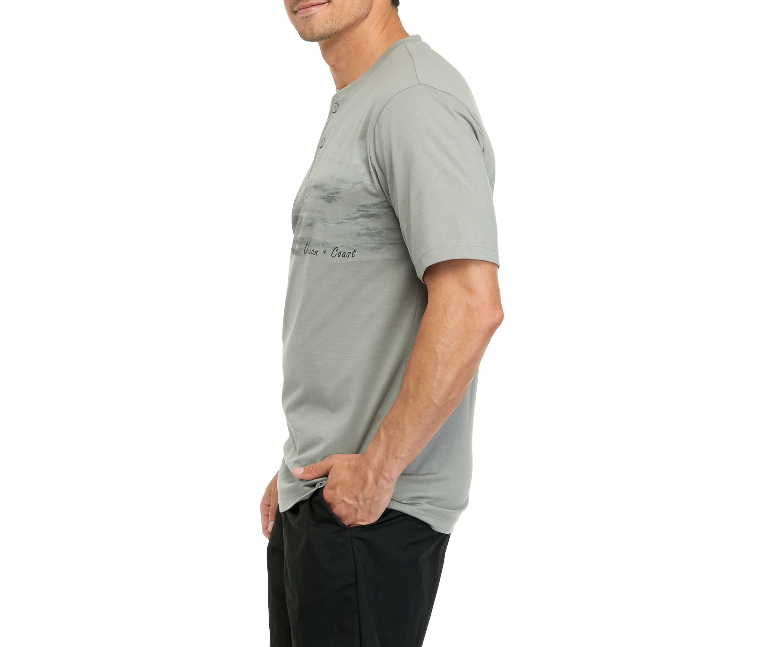 Short Sleeve Henley  Graphic T-Shirt 