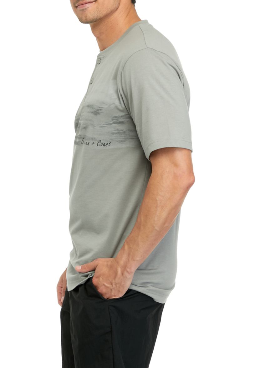 Short Sleeve Henley  Graphic T-Shirt 