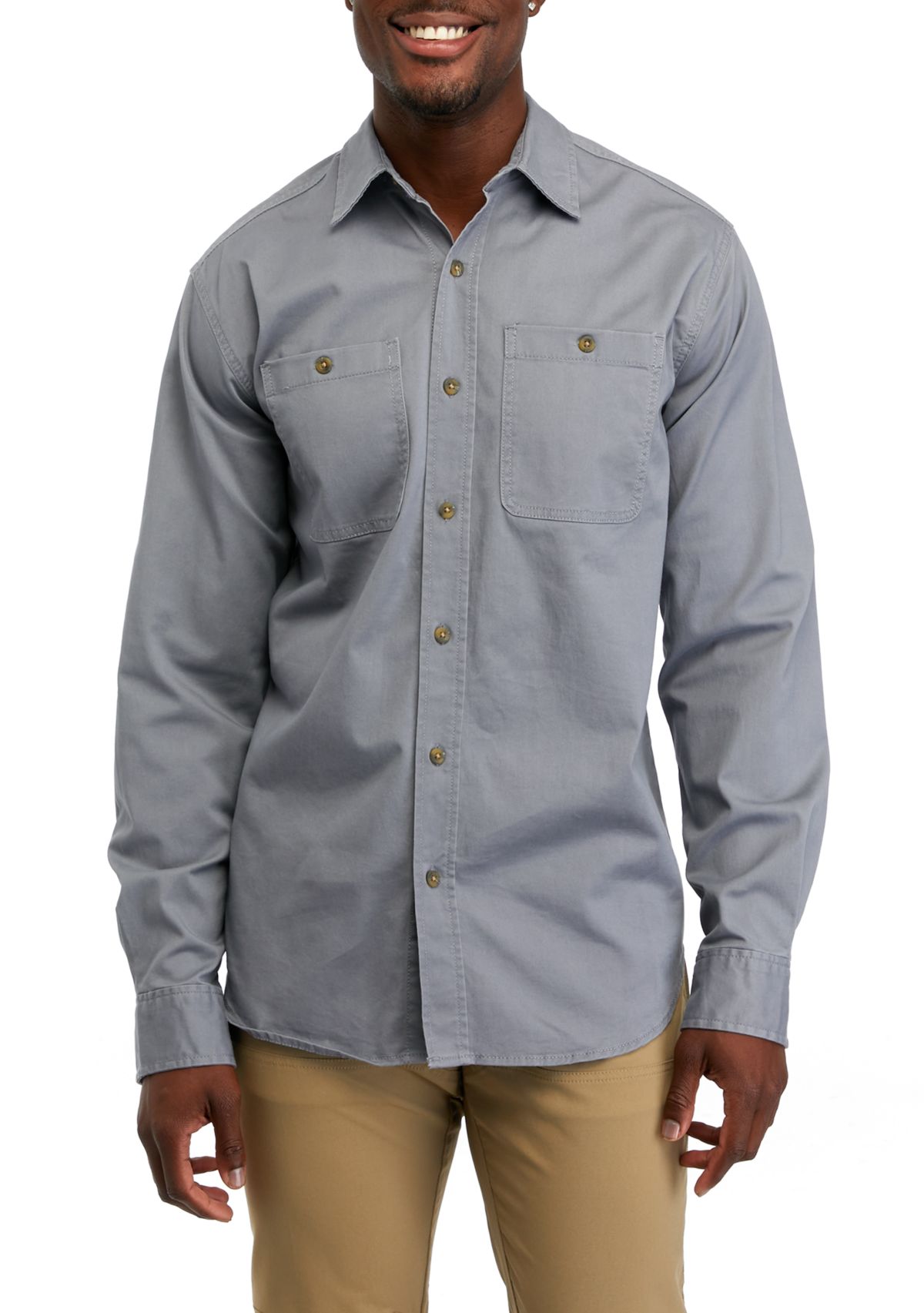 Long Sleeve Twill Button Down Shirt