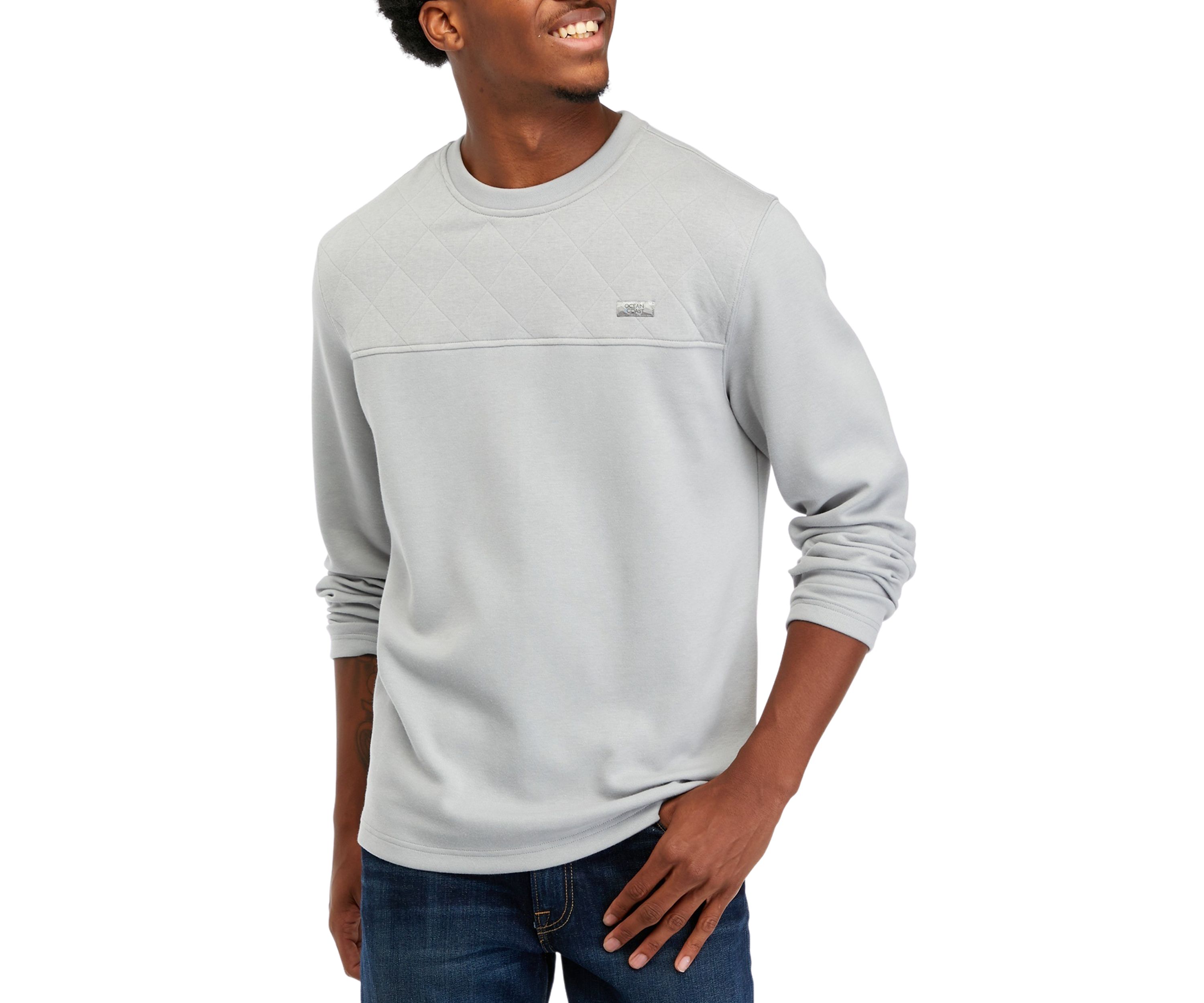 Mens Quilted Crew Neck Pullover