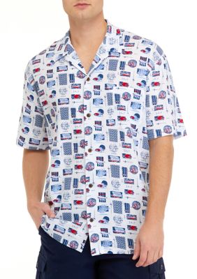Ocean + Coast Men's Short Sleeve Cotton Button Down Camp Shirt, White, Small