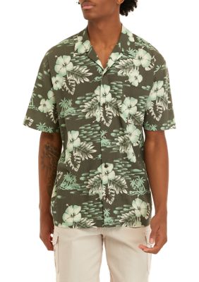 Ocean + Coast Men's Short Sleeve Cotton Button Down Camp Shirt, Small