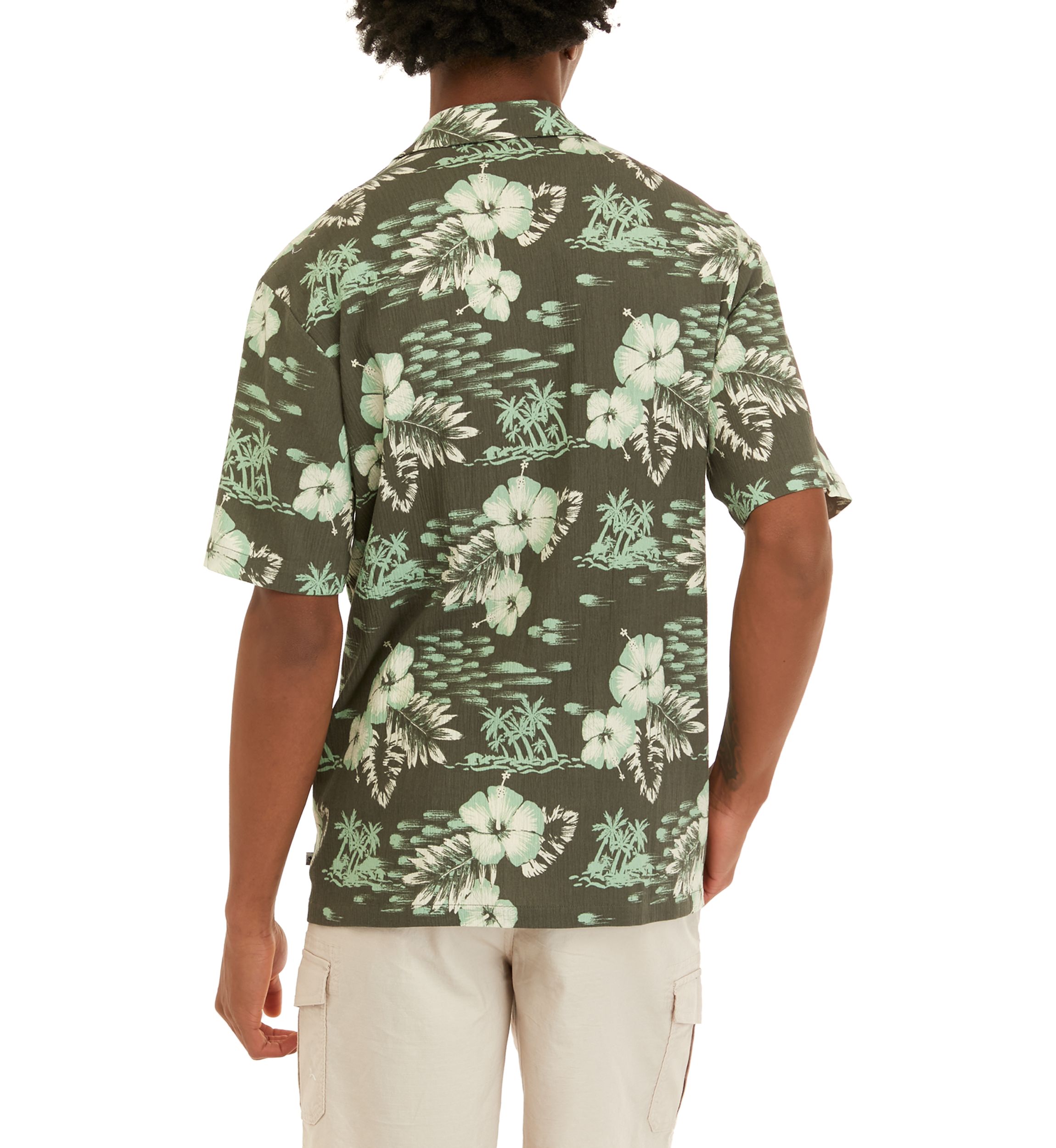 Short Sleeve Cotton Button Down Camp Shirt