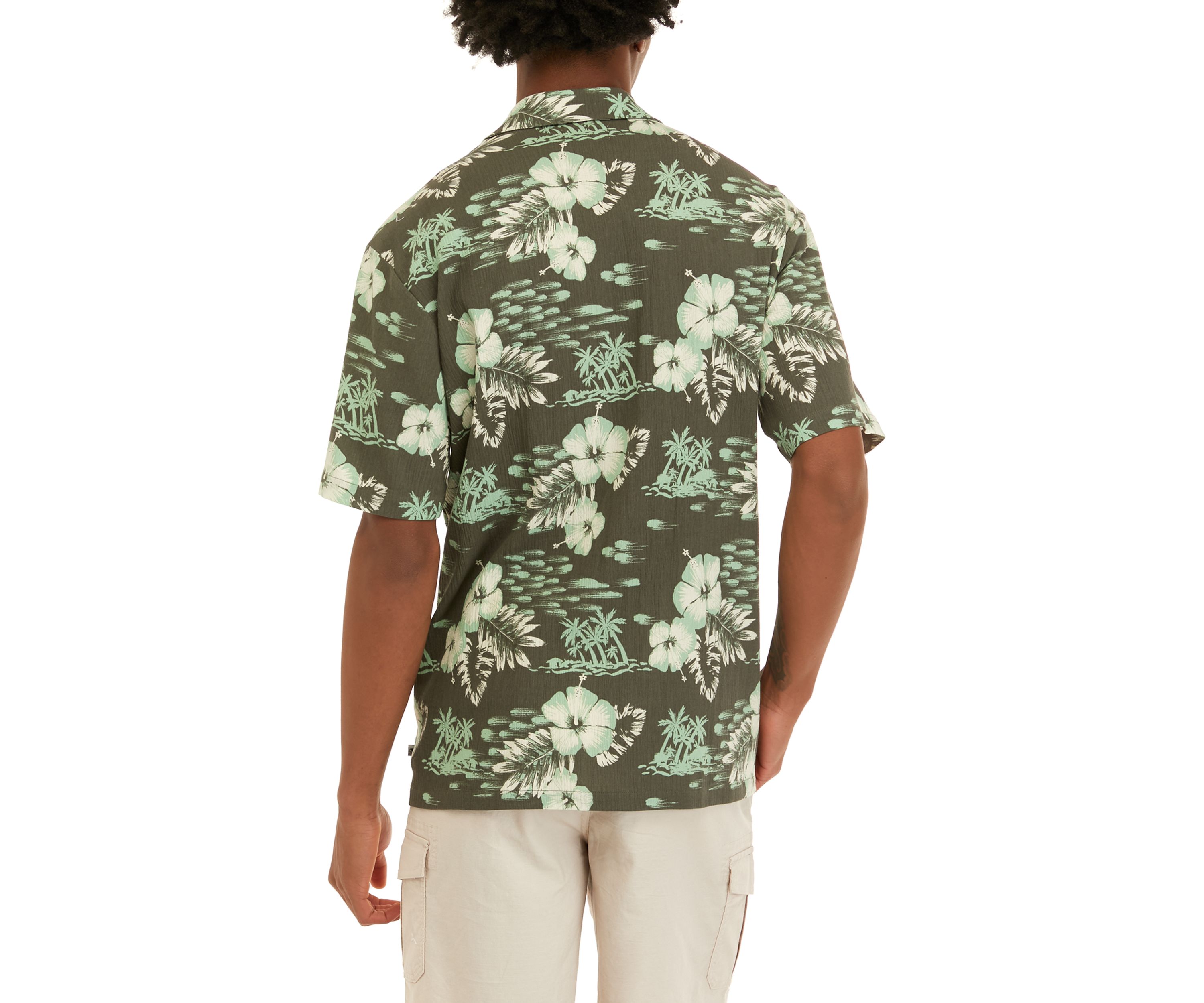 Short Sleeve Cotton Button Down Camp Shirt