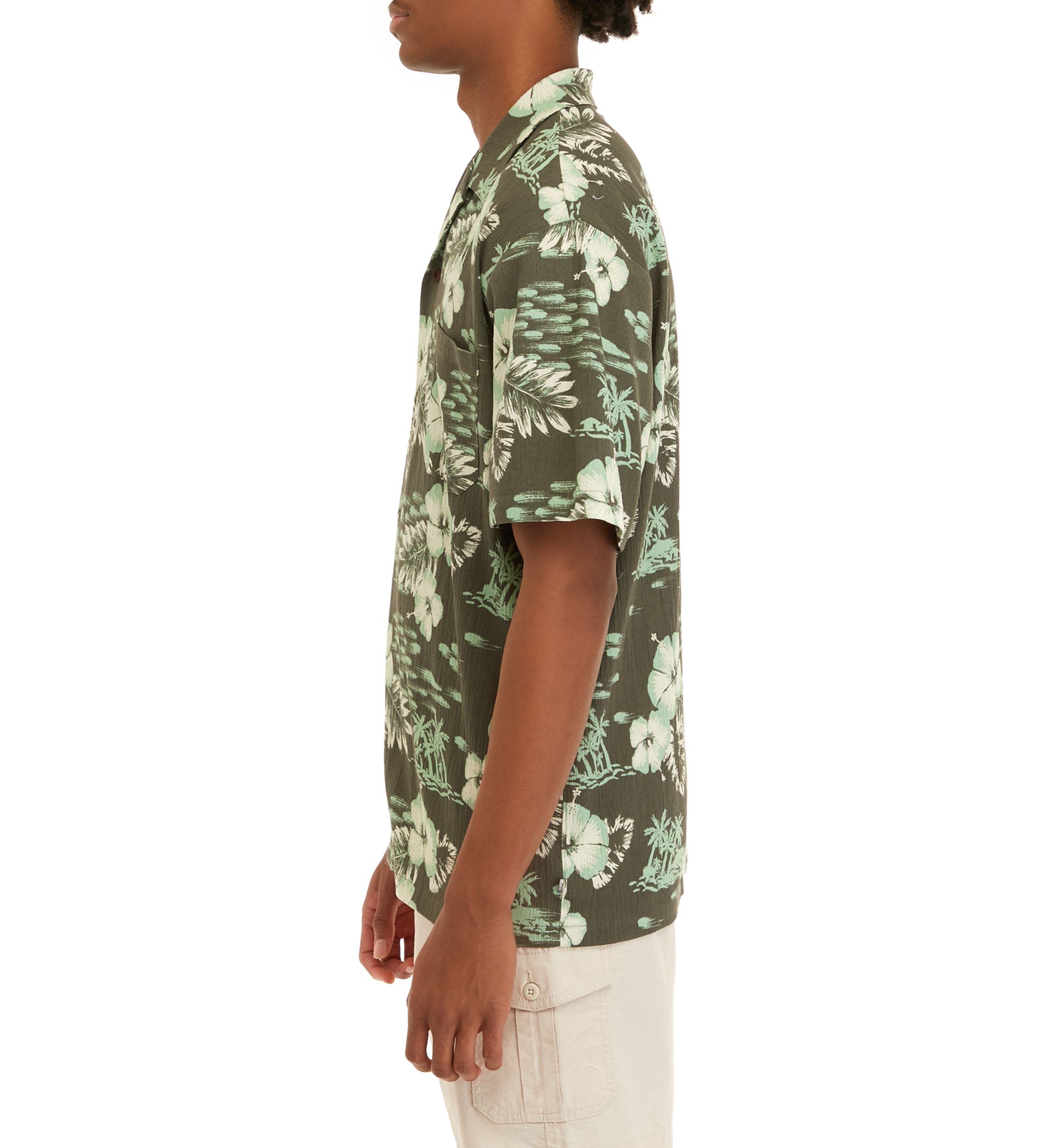 Short Sleeve Cotton Button Down Camp Shirt