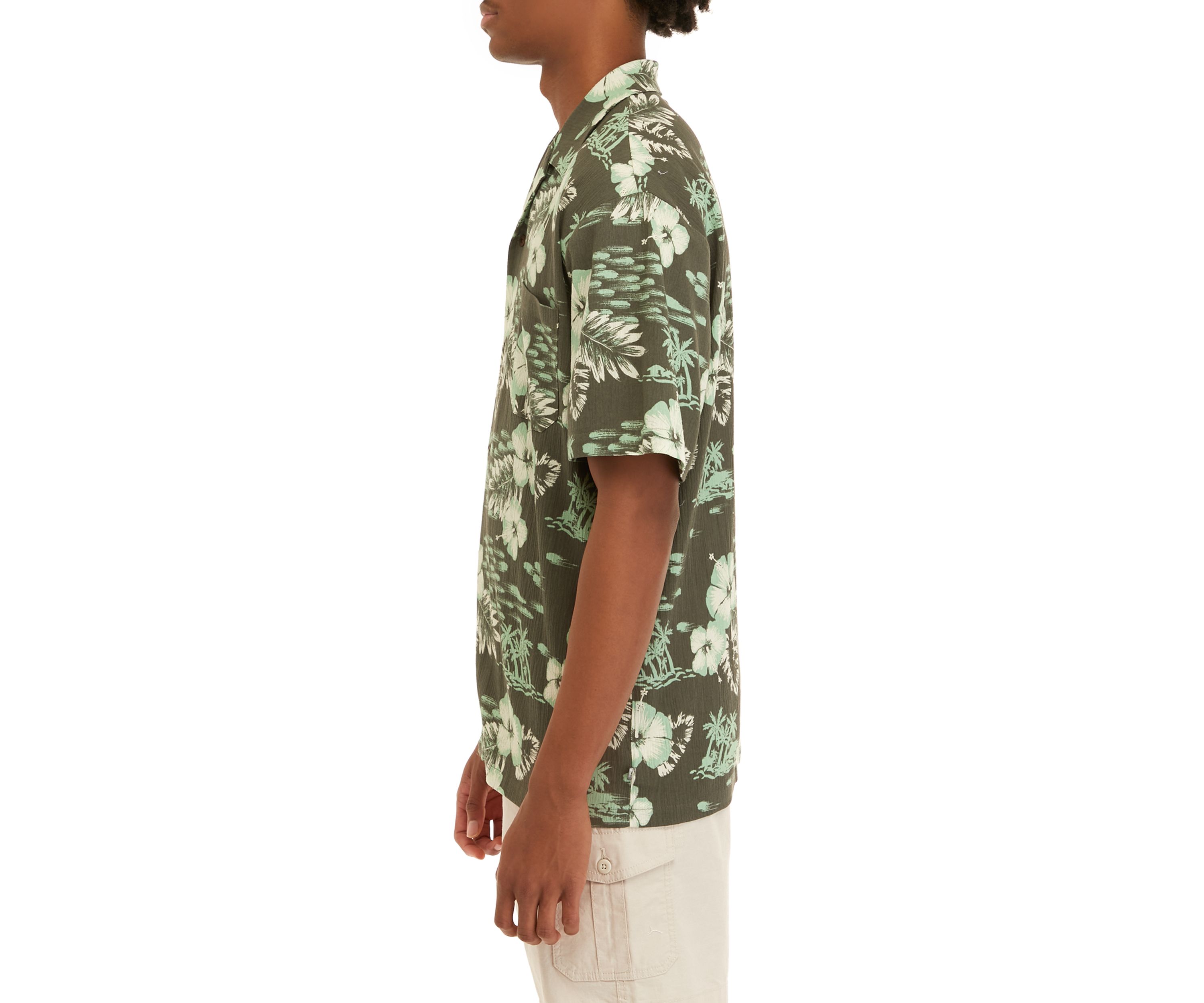 Short Sleeve Cotton Button Down Camp Shirt