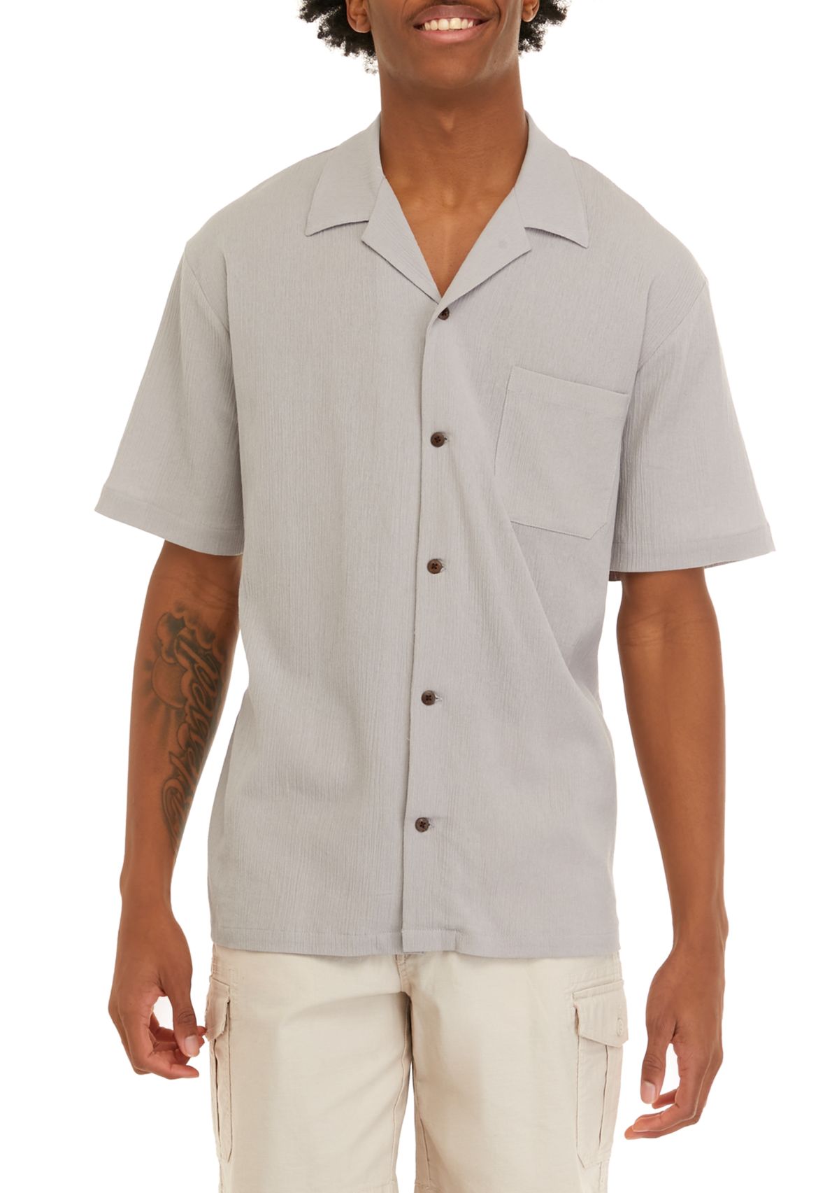 Short Sleeve Button Down Camp Shirt