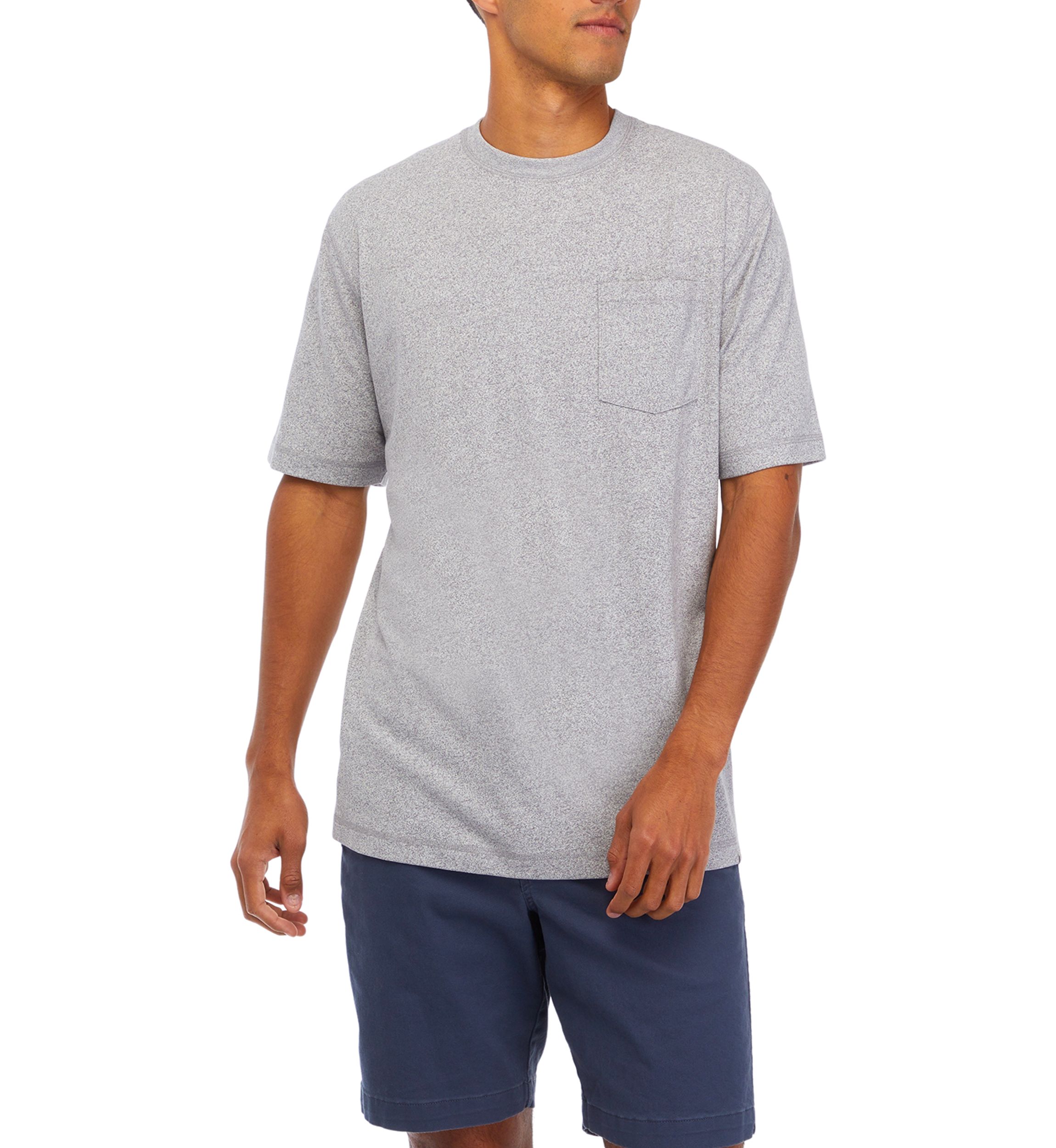 Short Sleeve Jaspe Crew Neck Pocket T-Shirt
