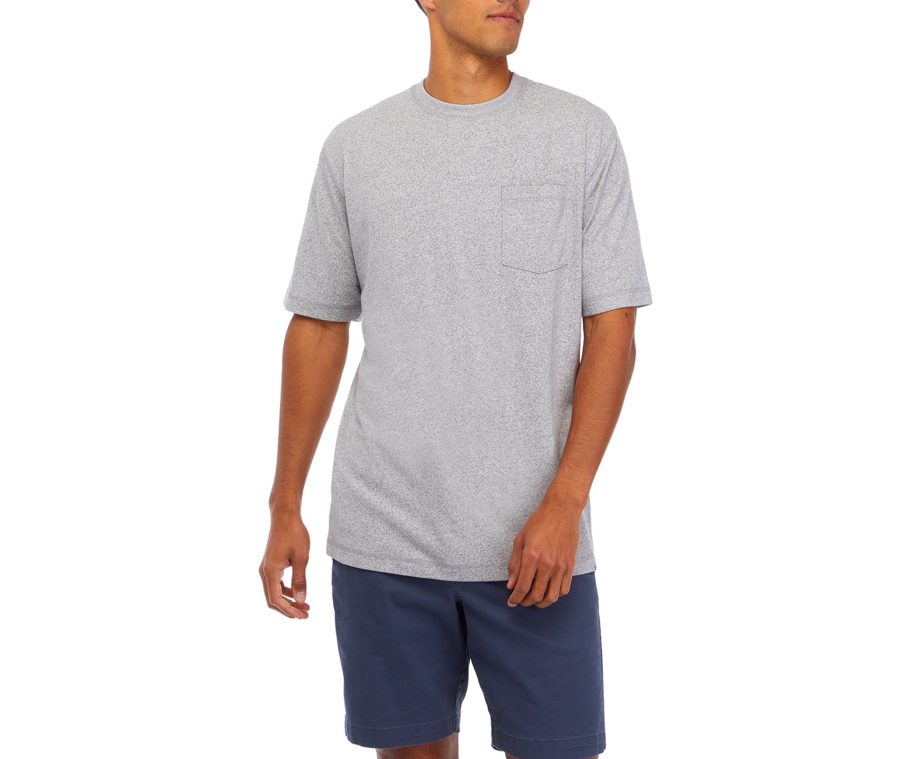 Short Sleeve Jaspe Crew Neck Pocket T-Shirt