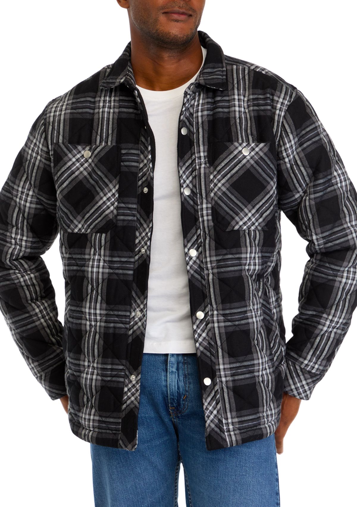 Mens Quilted Flannel Shirt Jacket