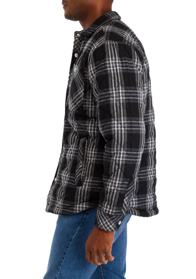 Mens Quilted Flannel Shirt Jacket