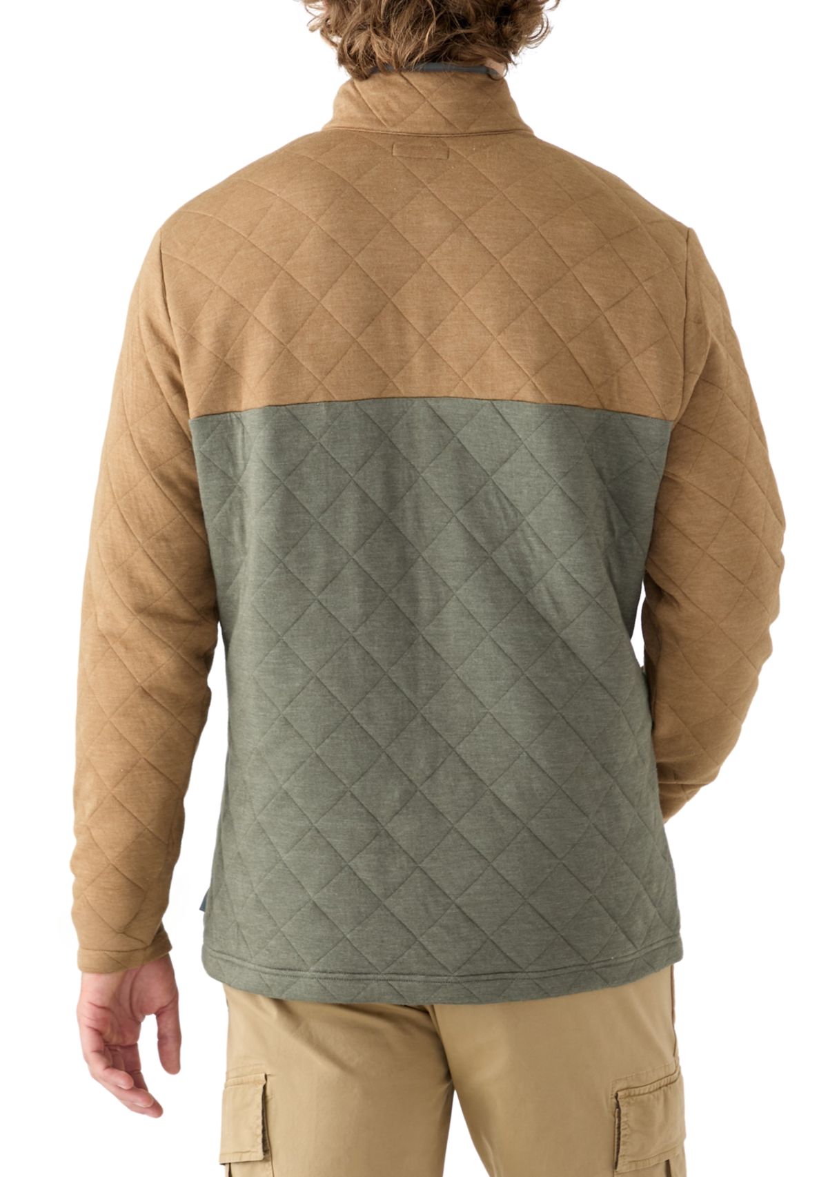 Color Blocked Quilted Quarter Snap Pullover