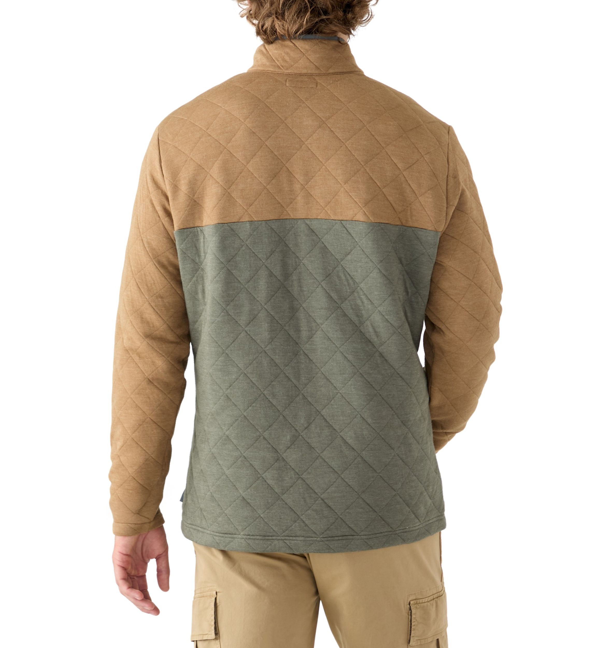 Color Blocked Quilted Quarter Snap Pullover