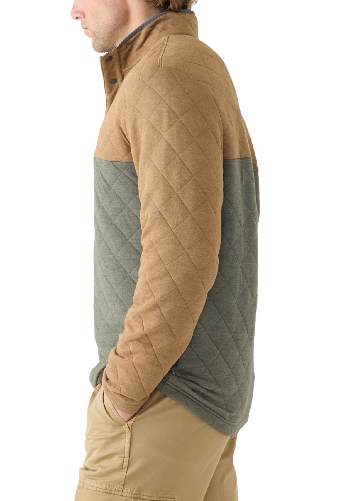 Color Blocked Quilted Quarter Snap Pullover