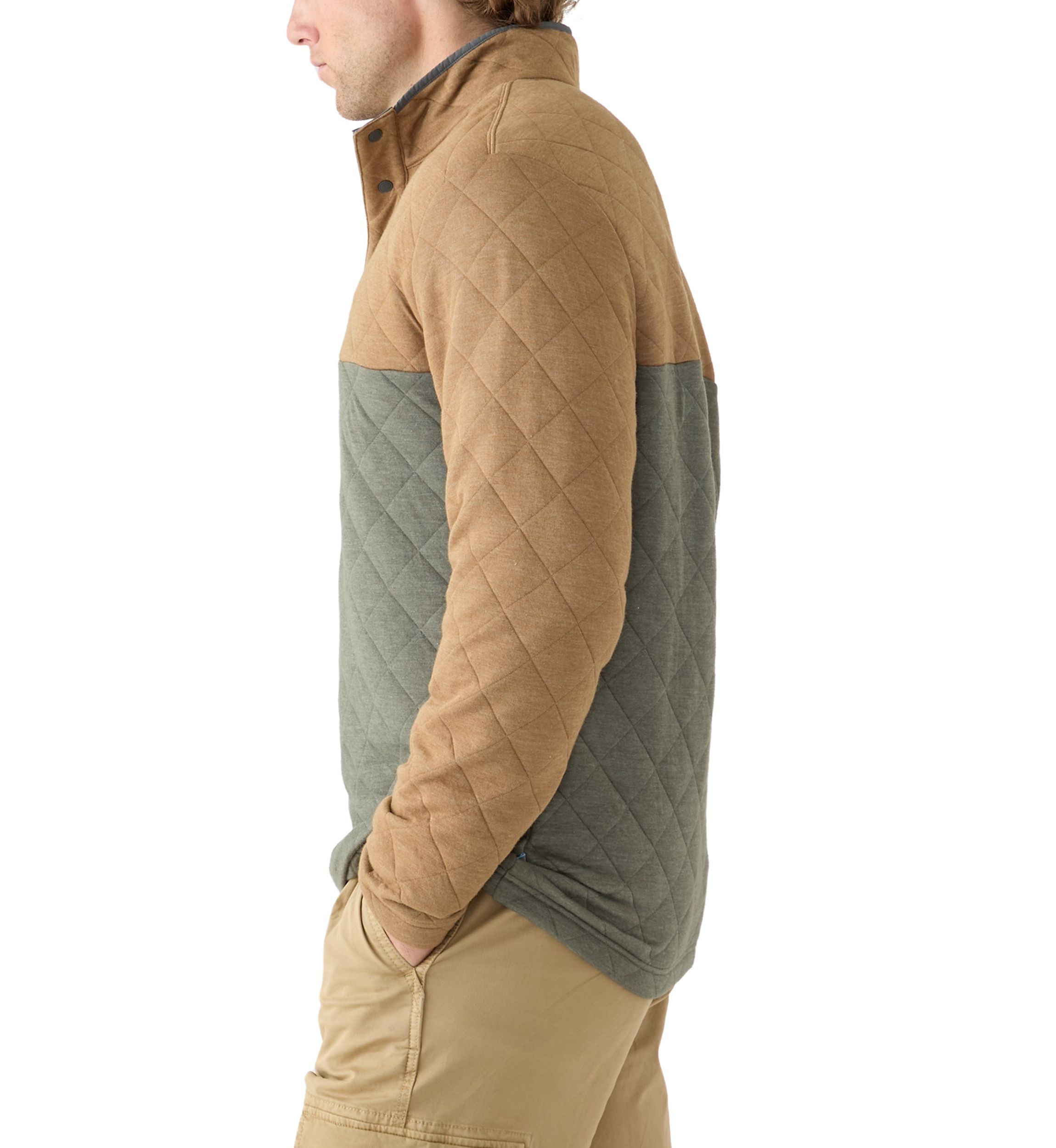 Color Blocked Quilted Quarter Snap Pullover