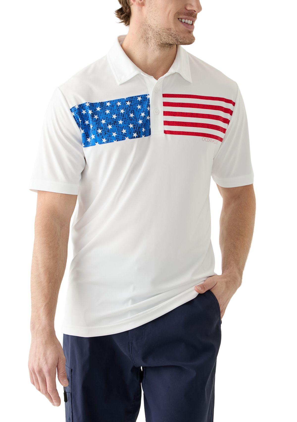 Short Sleeve Americana Fishing Polo Shirt 