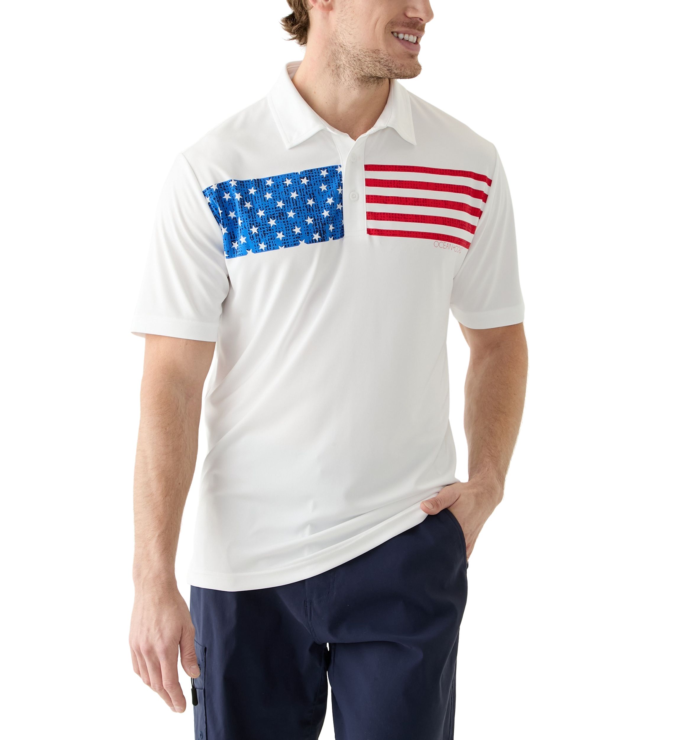 Short Sleeve Americana Fishing Polo Shirt 