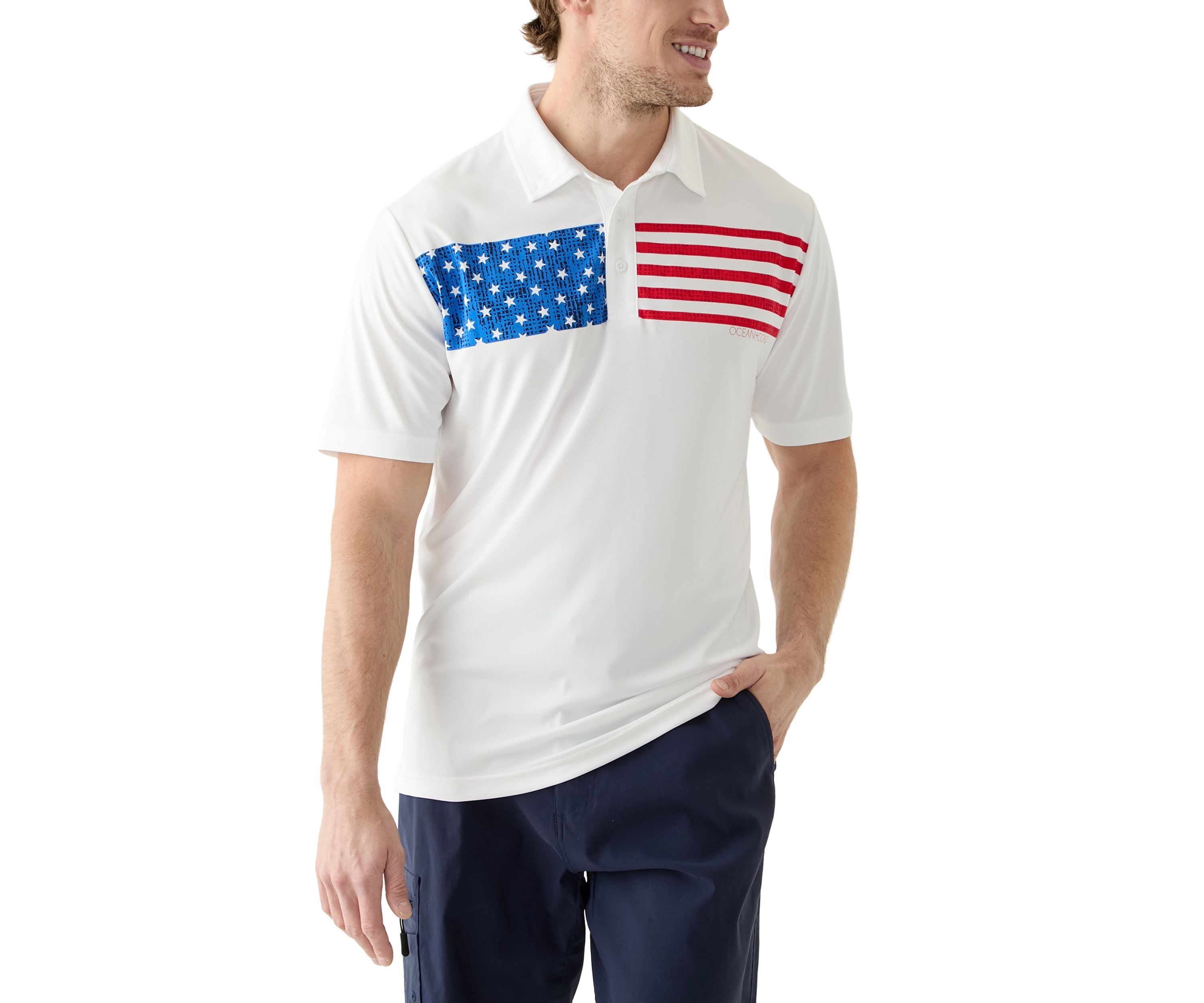 Short Sleeve Americana Fishing Polo Shirt 