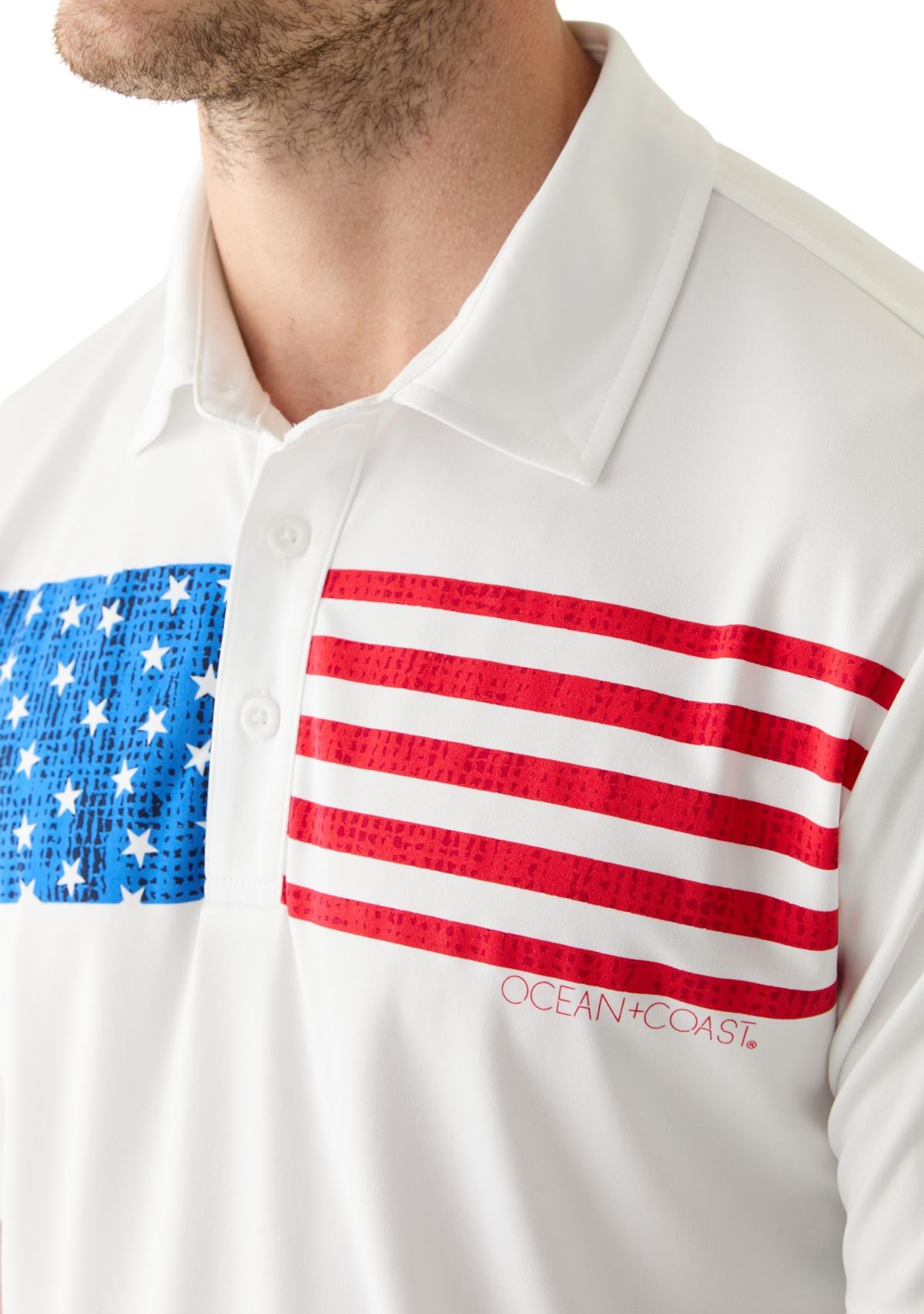 Short Sleeve Americana Fishing Polo Shirt 