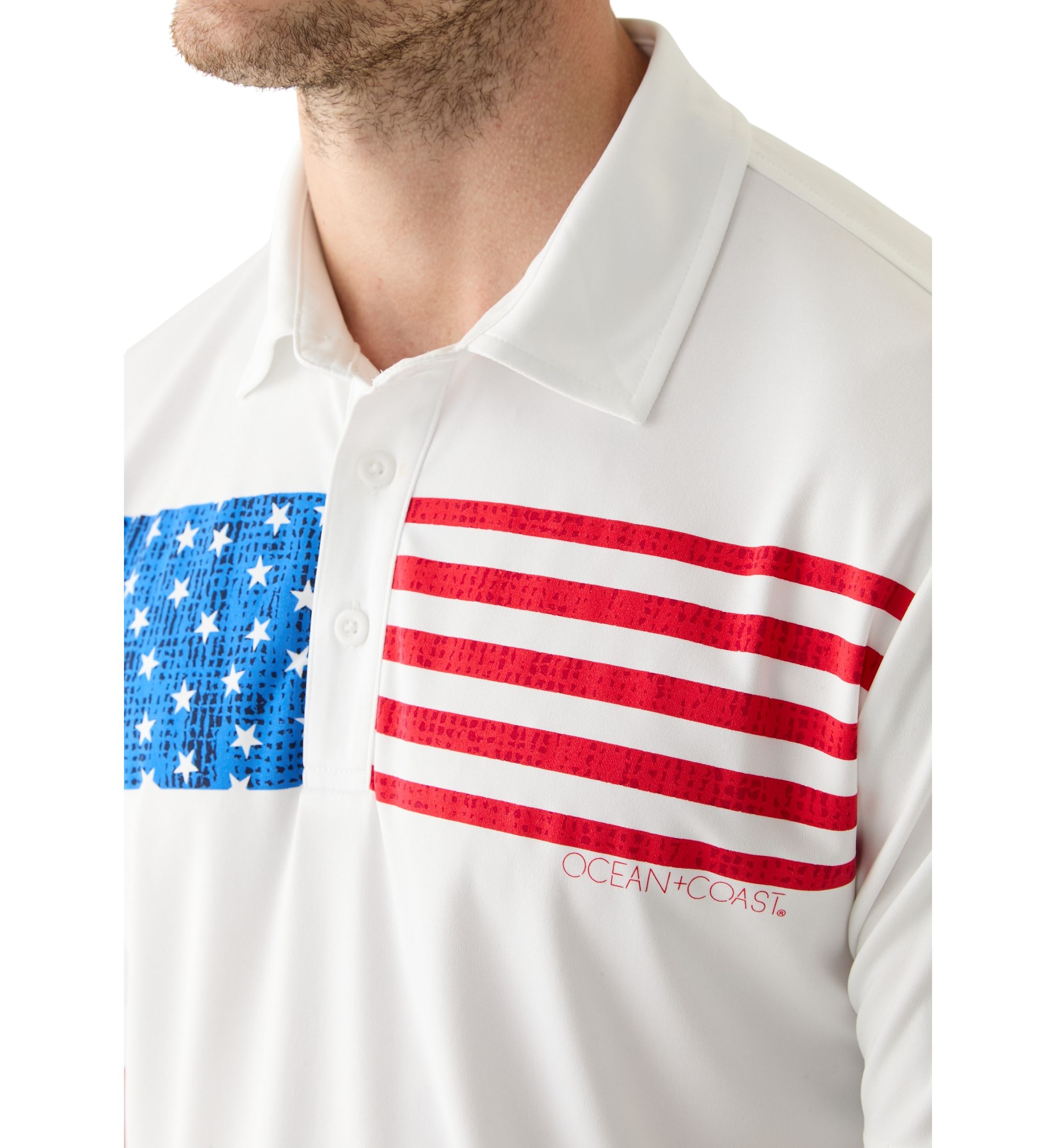 Short Sleeve Americana Fishing Polo Shirt 