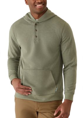 Ocean + Coast Men's Micro Waffle Henley Hoodie, Small
