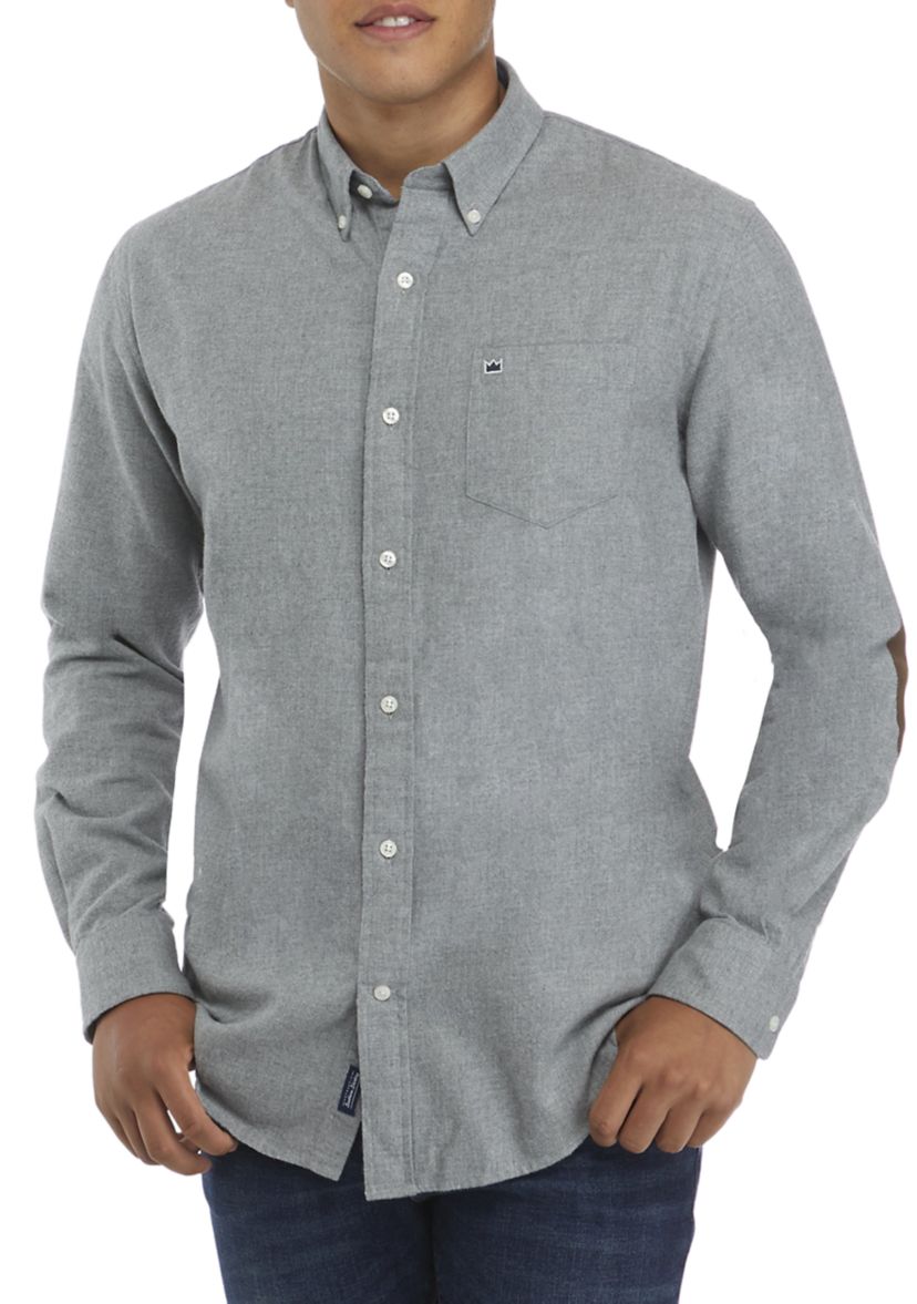 Long Sleeve Spread Collar Button Up Flannel Shirt 