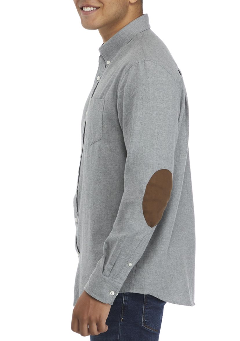Long Sleeve Spread Collar Button Up Flannel Shirt 