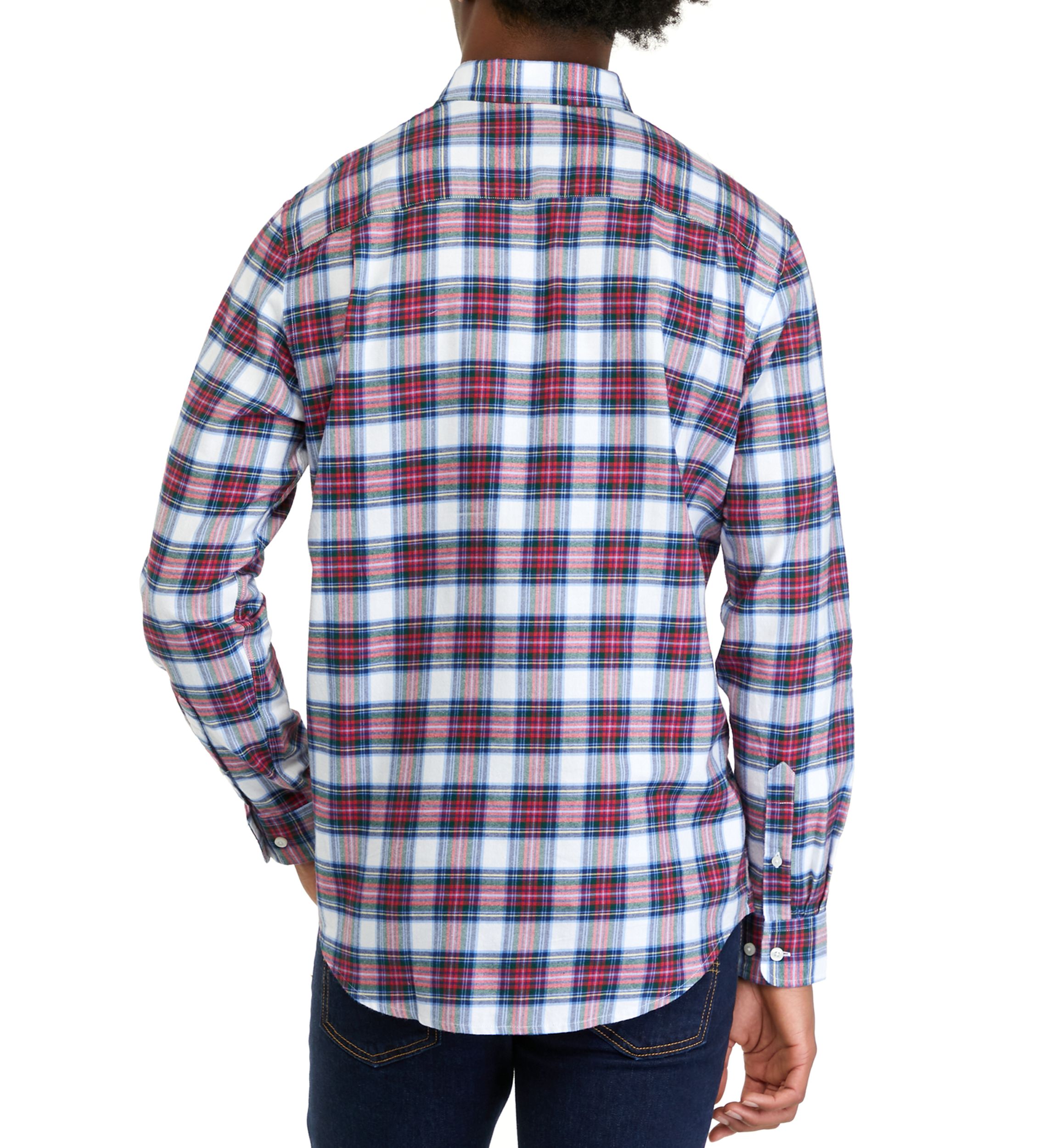 Long Sleeve Woven Twill Plaid Shirt