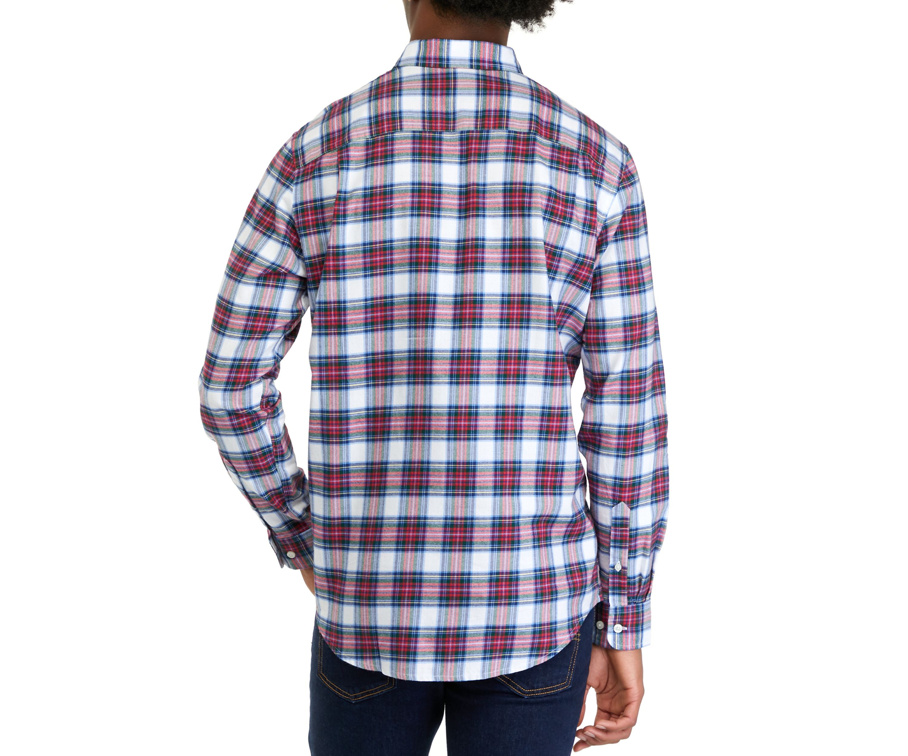 Long Sleeve Woven Twill Plaid Shirt