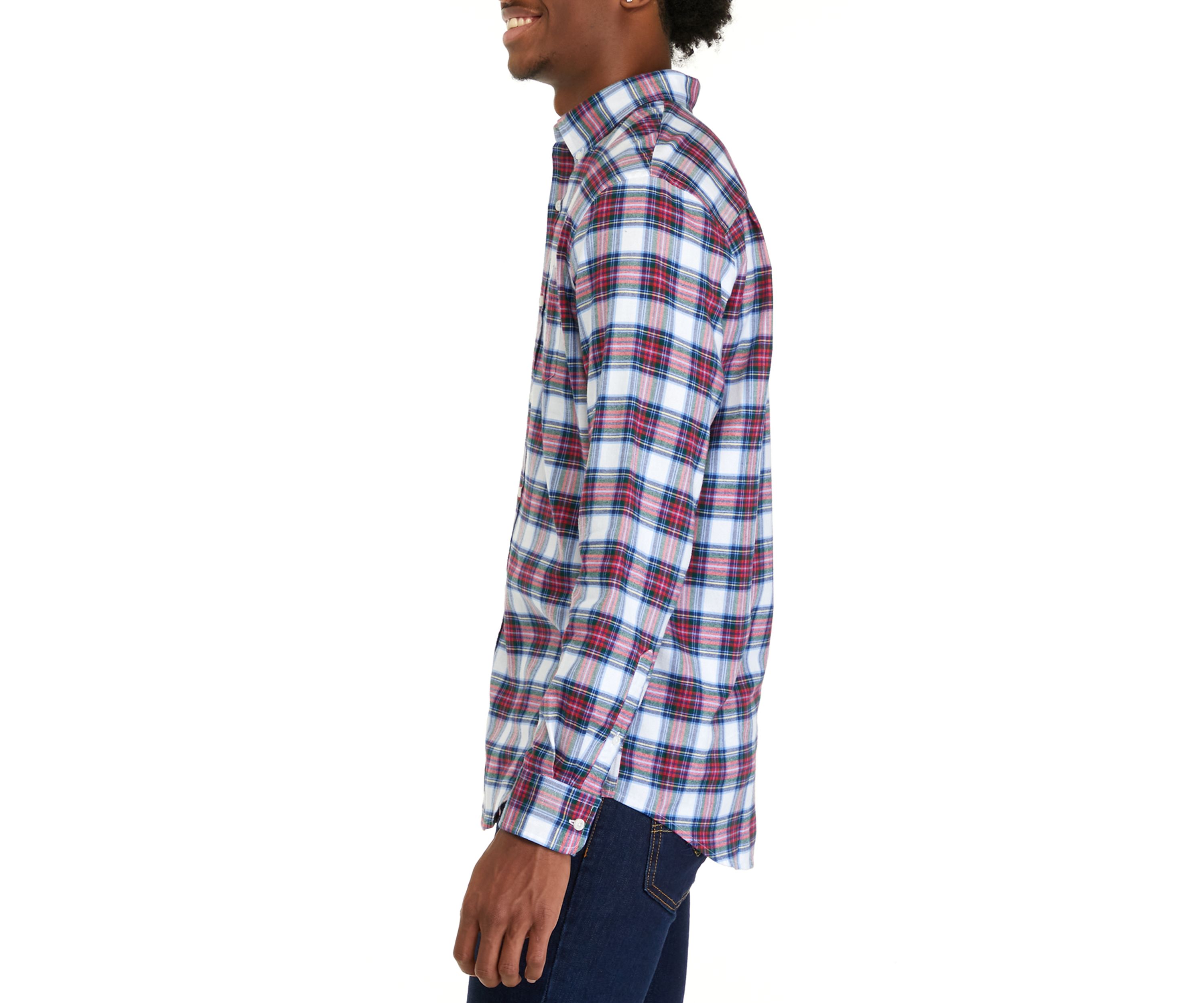 Long Sleeve Woven Twill Plaid Shirt