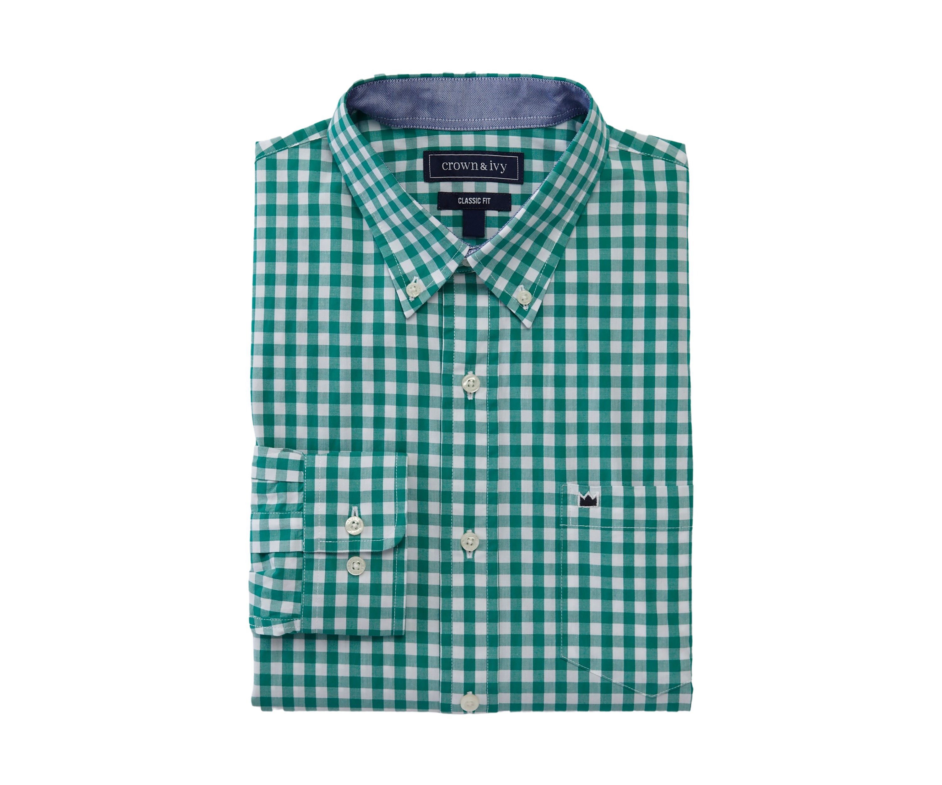 Long Sleeve Woven Poplin Plaid Shirt