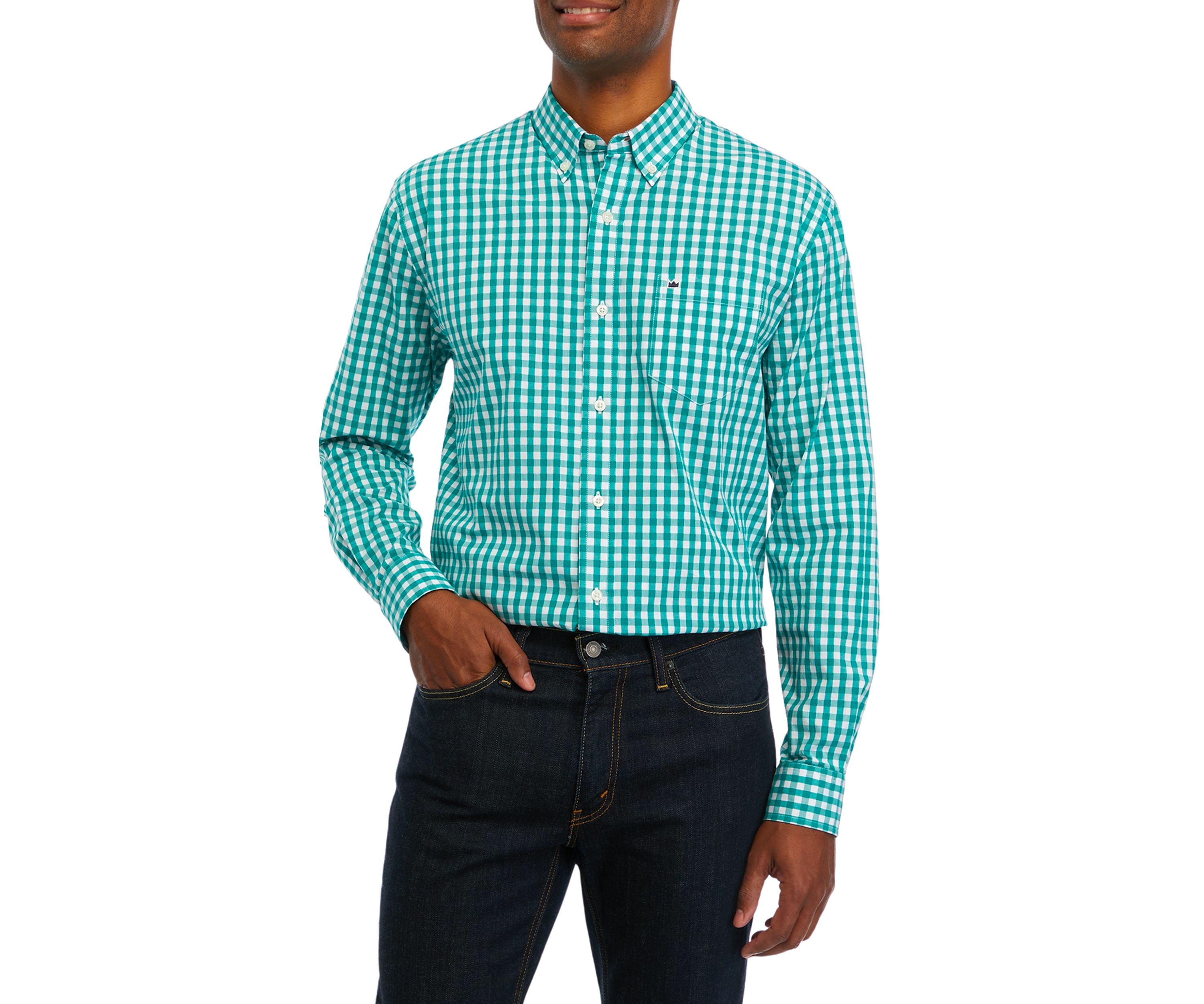 Long Sleeve Woven Poplin Plaid Shirt