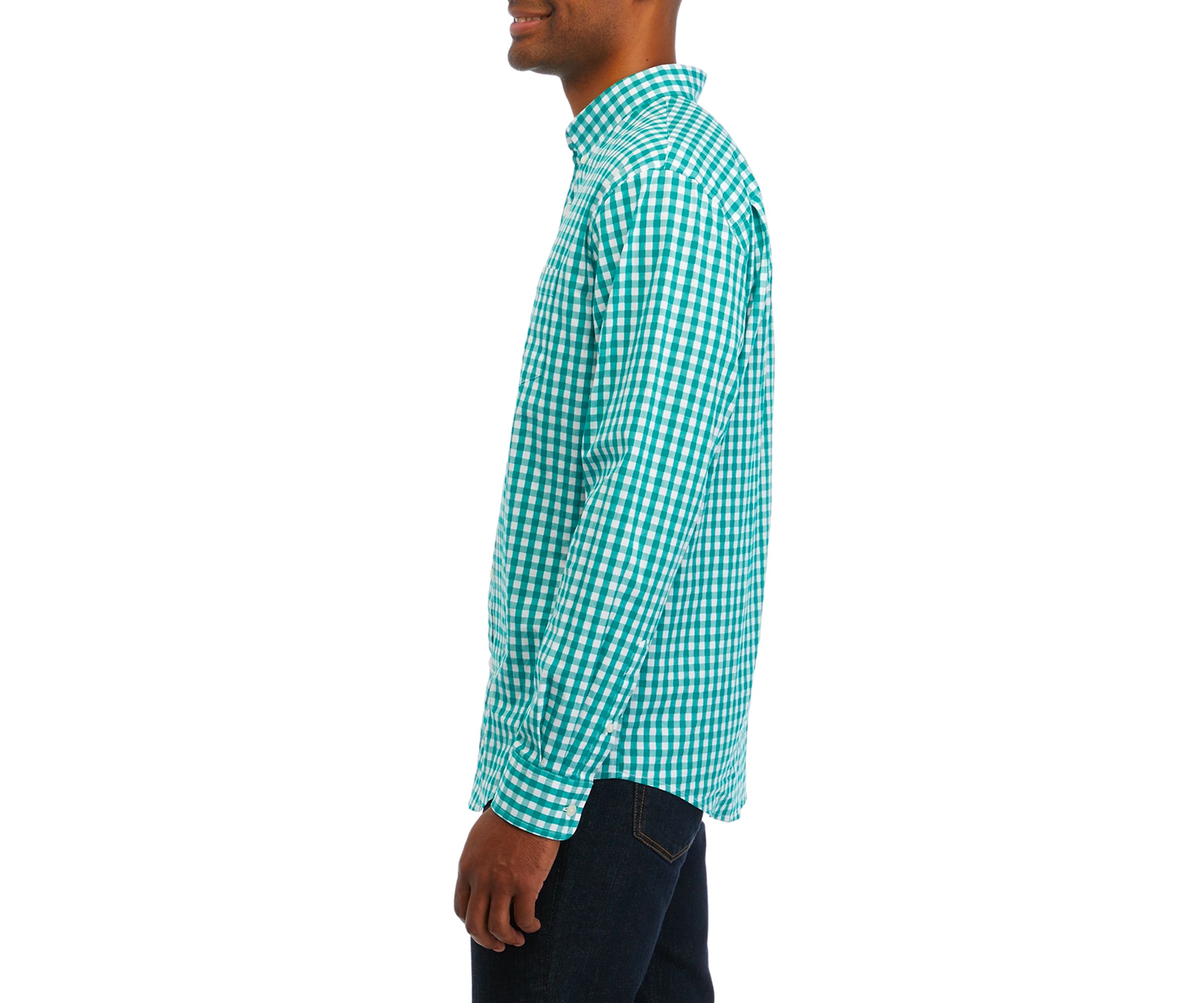 Long Sleeve Woven Poplin Plaid Shirt